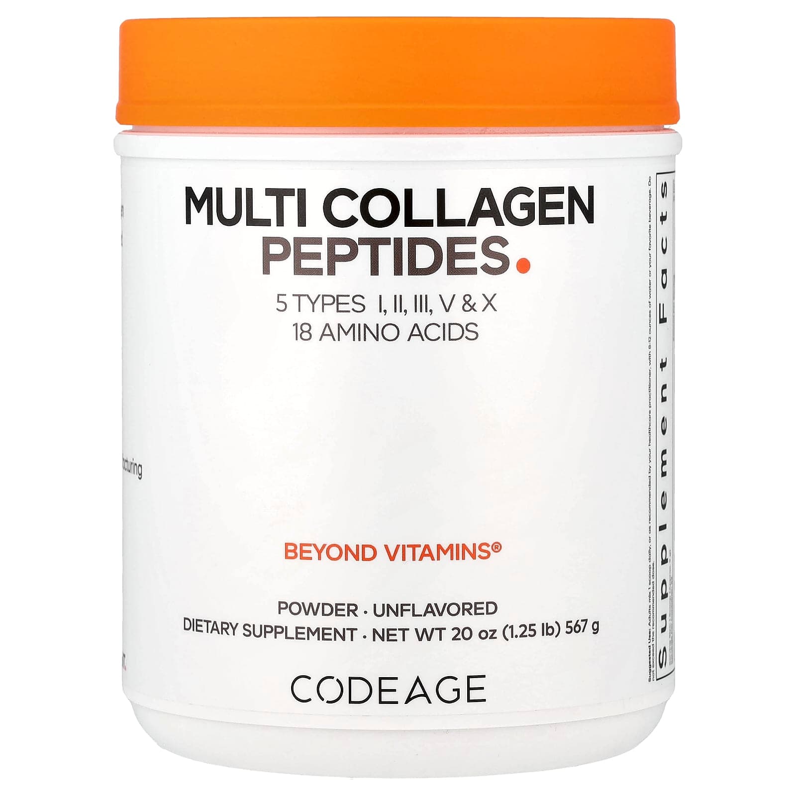 Codeage Multi Collagen Peptides Powder – Sans arôme – 567 g de Codeage