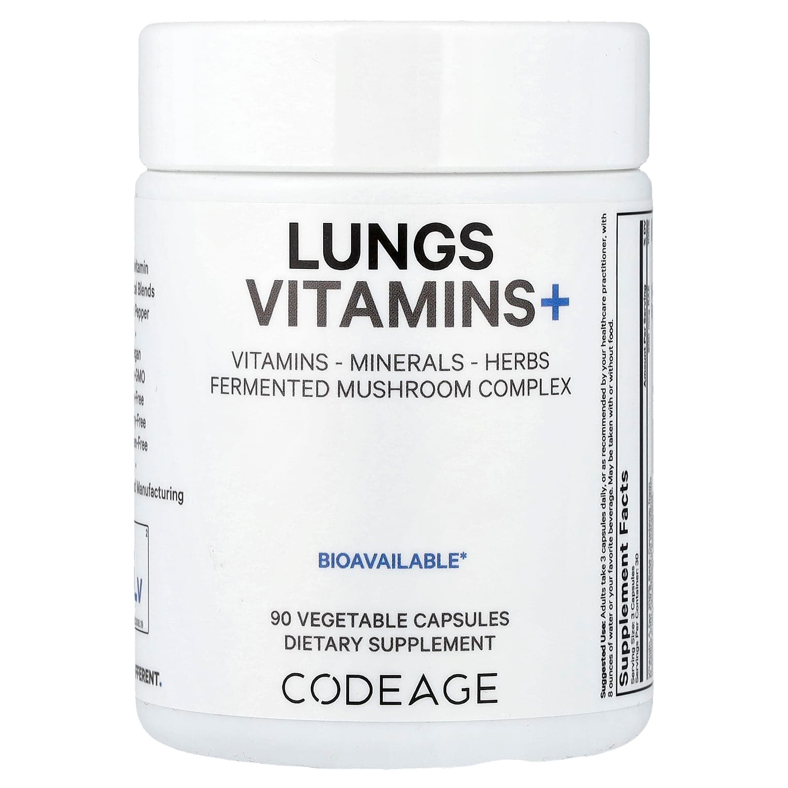 Codeage Lungs Vitamins +, 90 Vegetable Capsules de Codeage