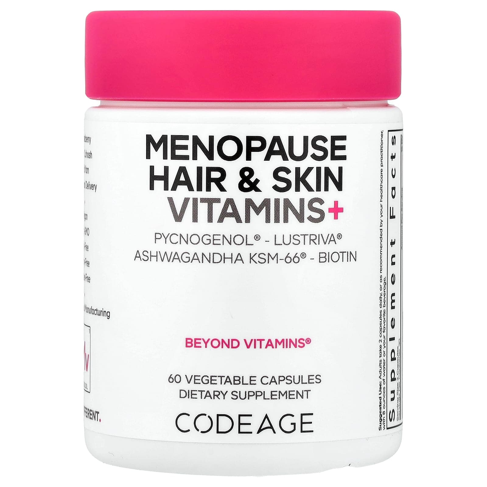 Codeage Menopause Hair Skin Vitamins+, 60 Vegetable Capsules de Codeage