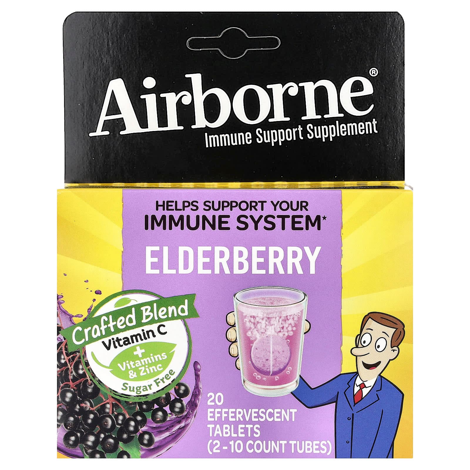 AirBorne Immune Support Supplement, 2 Tubes, 10 Effervescent Tablets Each – Elderberry de AirBorne
