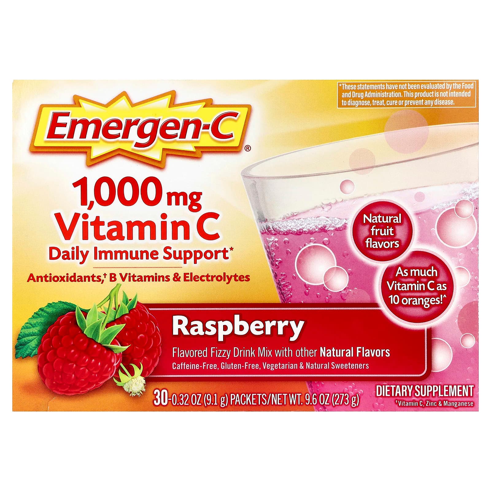 Emergen-C Vitamin C – Raspberry – 9,1 g de Emergen-C