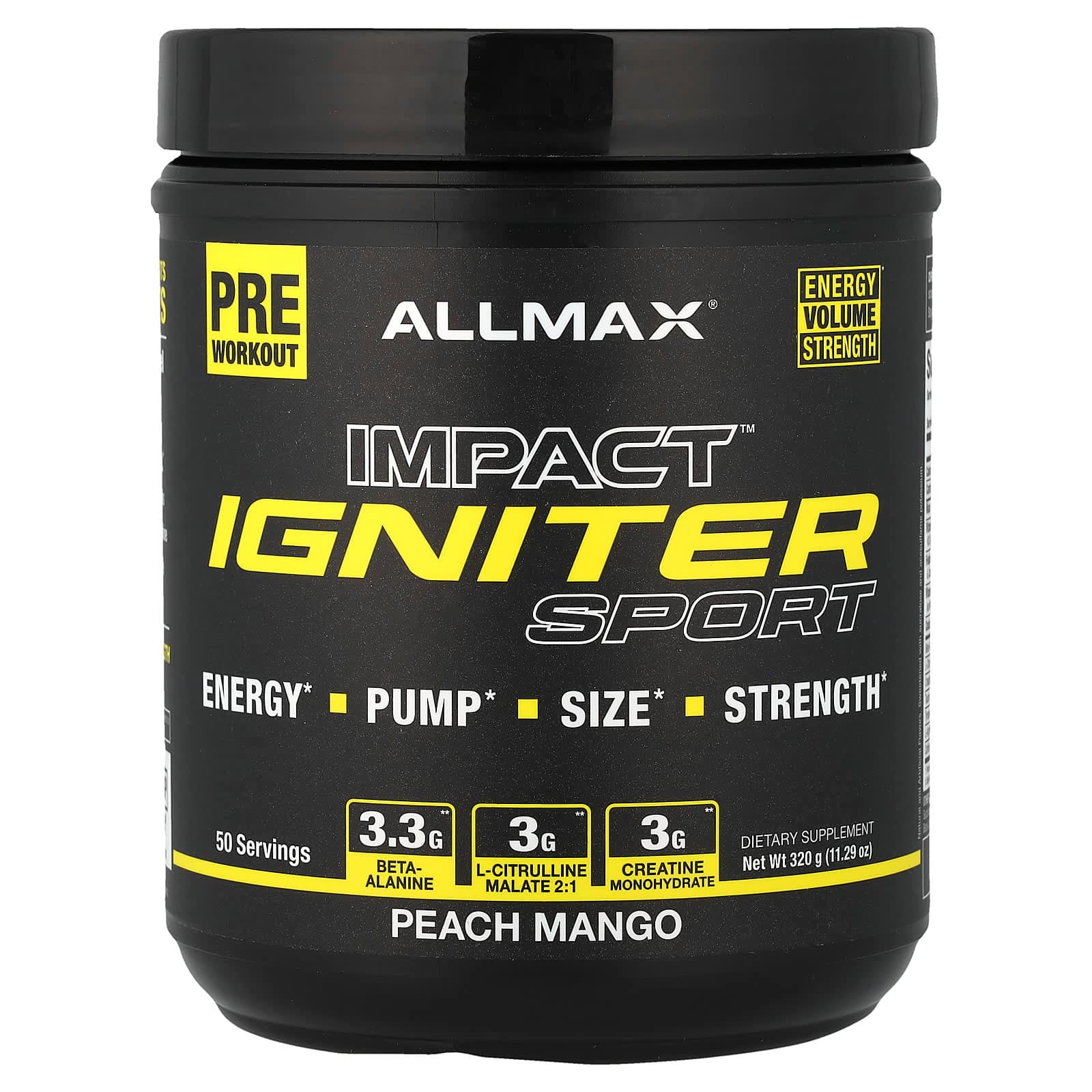 ALLMAX IMPACT IGNITER Sport, Pre-Workout – Peach Mango – 320 g de ALLMAX
