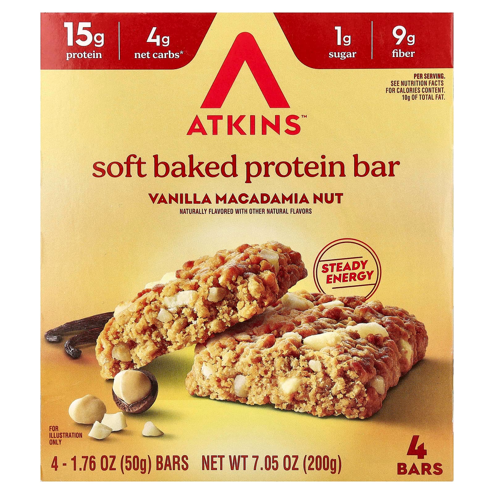 Atkins Soft Baked Protein Bar – Vanilla Macadamia Nut – 50 g de Atkins