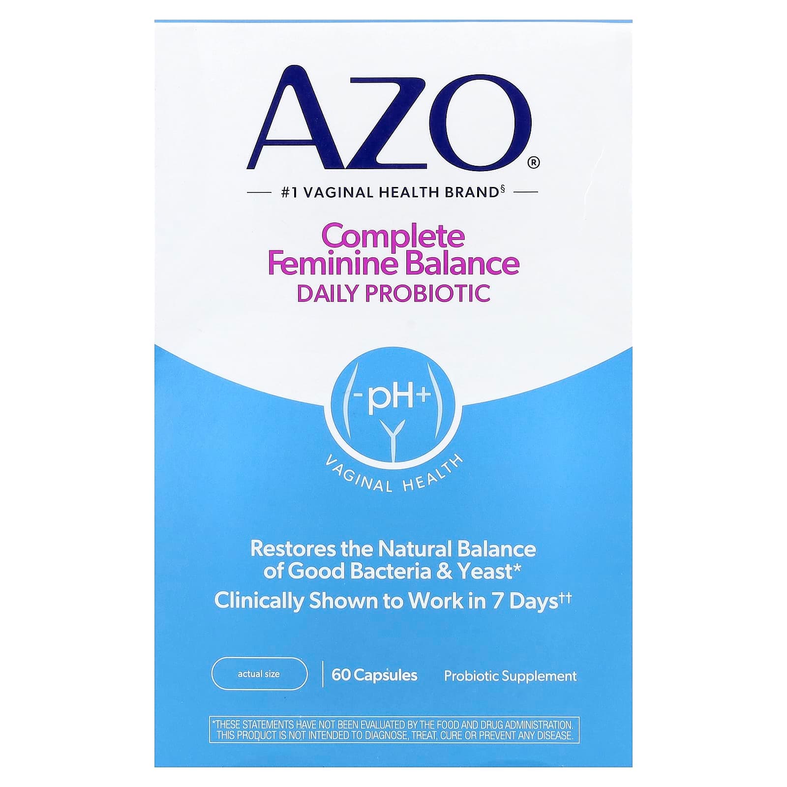 AZO Complete Feminine Balance, Daily Probiotic – 60 gélules de AZO