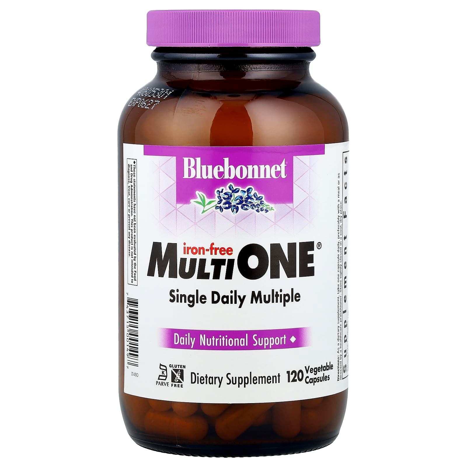 Bluebonnet Nutrition MultiONE, Single Daily Multiple, Iron-Free, 120 Vegetable Capsules de Bluebonnet Nutrition