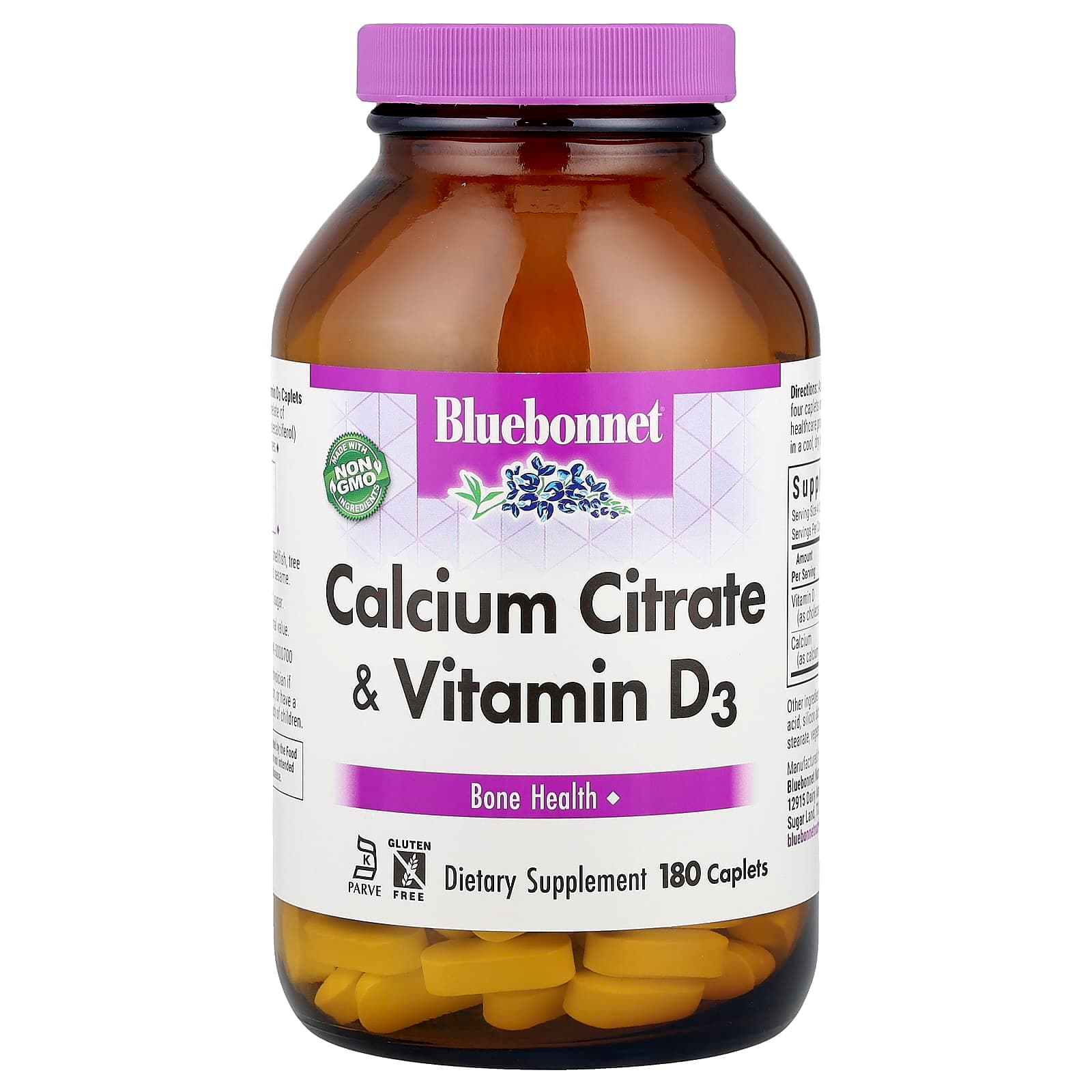 Bluebonnet Nutrition Calcium Citrate & Vitamin D3, 180 Caplets de Bluebonnet Nutrition