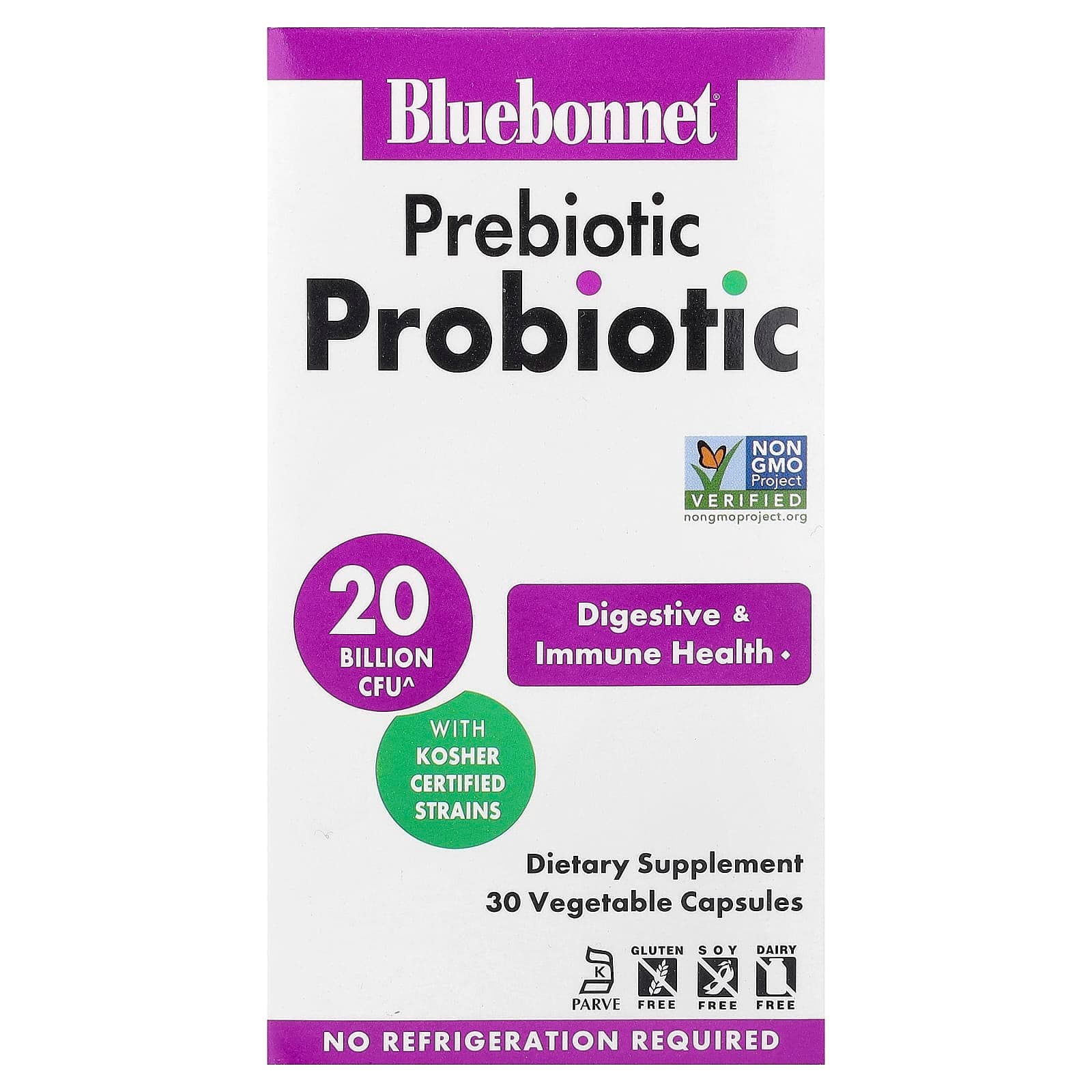 Bluebonnet Nutrition Prebiotic Probiotic, 30 Vegetable Capsules de Bluebonnet Nutrition