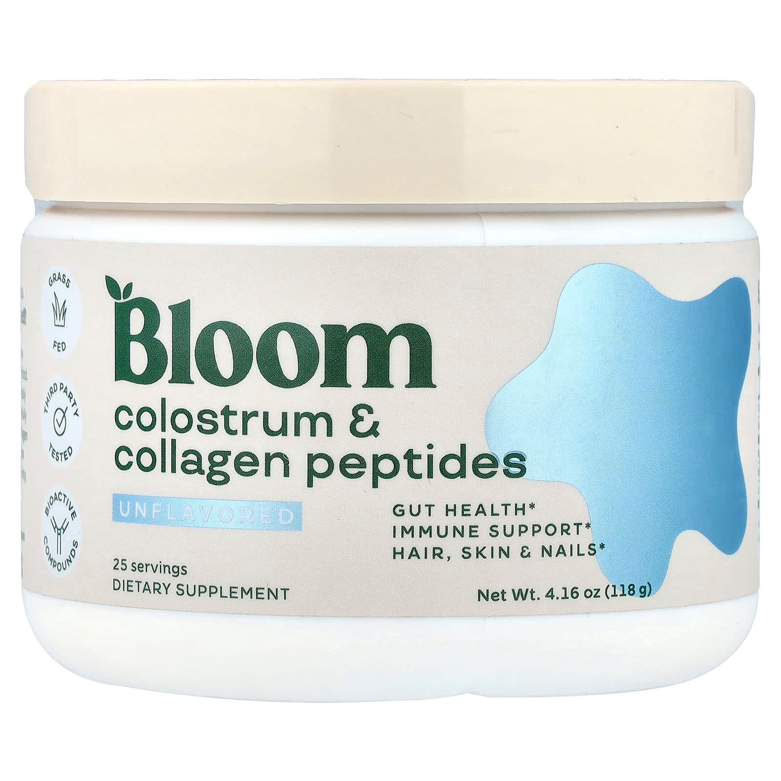 Bloom Colostrum & Collagen Peptides – Sans arôme – 118 g de Bloom