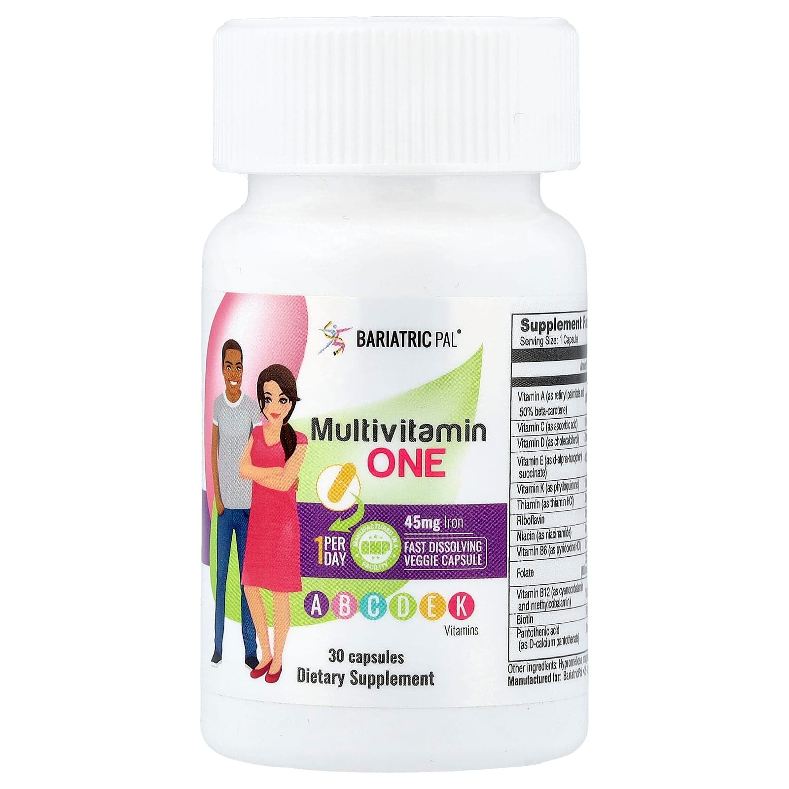 BariatricPal Multivitamin One with Iron – 30 gélules de BariatricPal