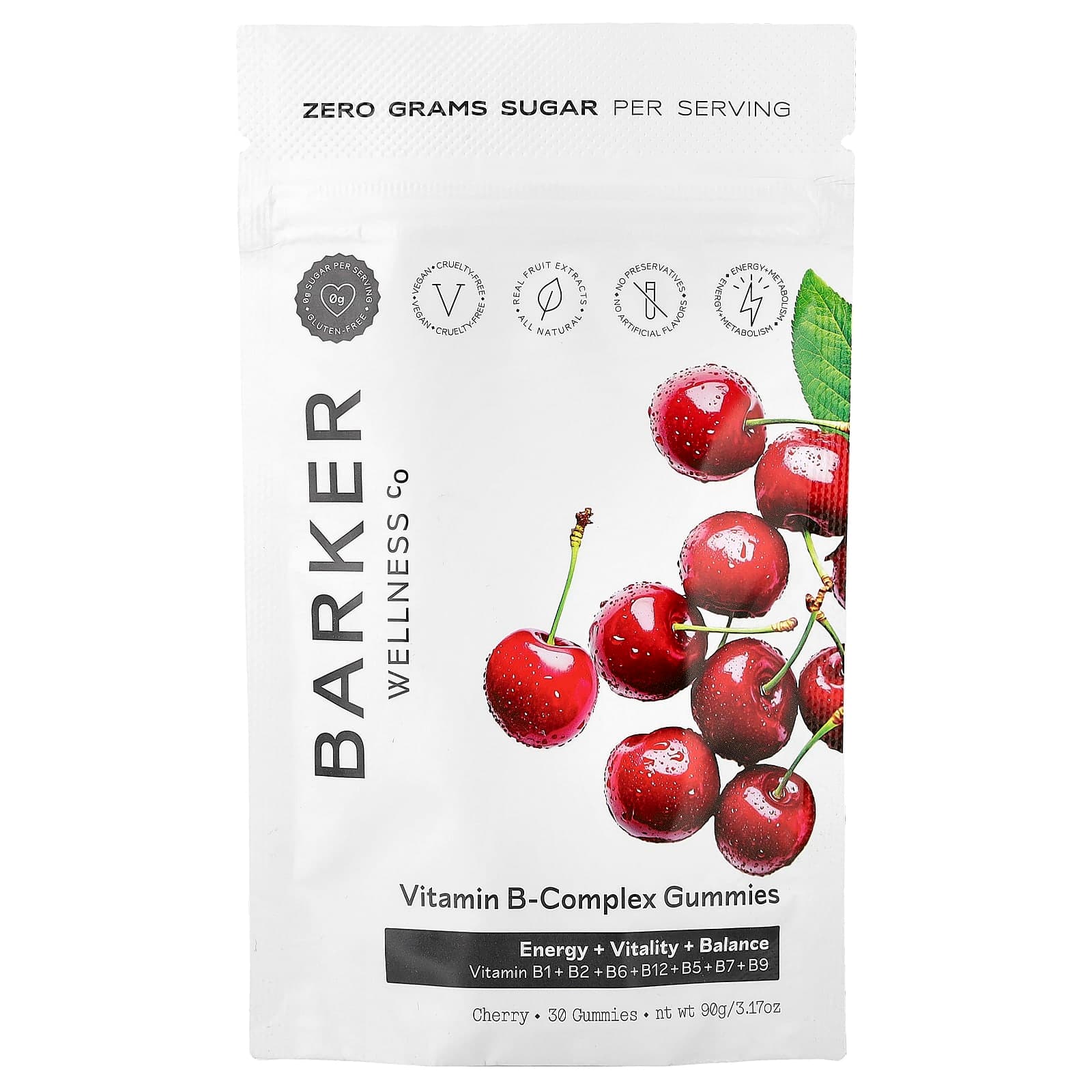 Barker Wellness Co Vitamin B-Complex Gummies – Cherry – 30 gommes de Barker Wellness