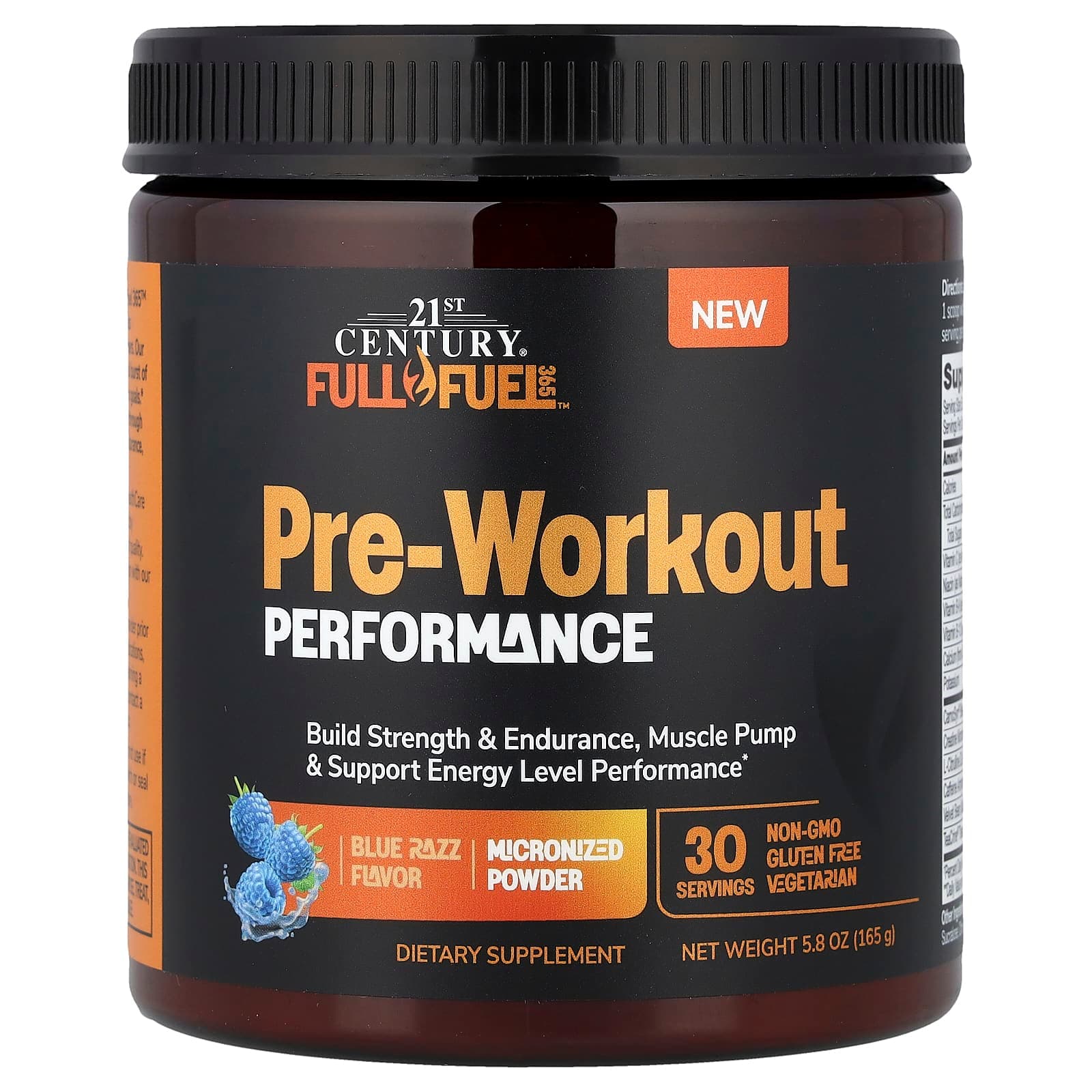 21st Century Full Fuel 365, Pre-Workout Performance – Blue Razz – 165 g de 21st Century