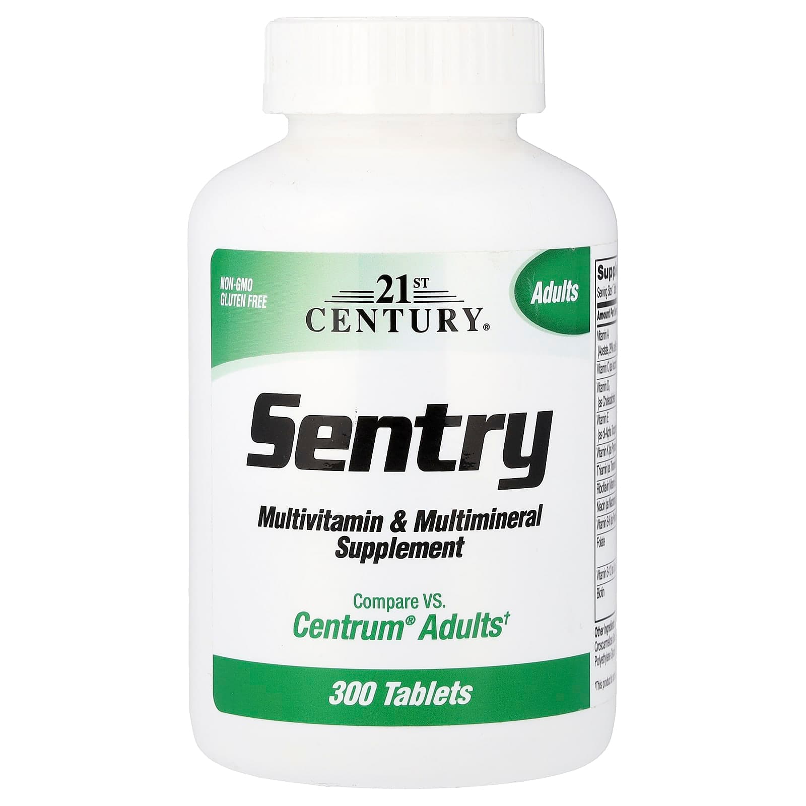 21st Century Sentry, Adults Multivitamin & Multimineral Supplement – 300 comprimés de 21st Century