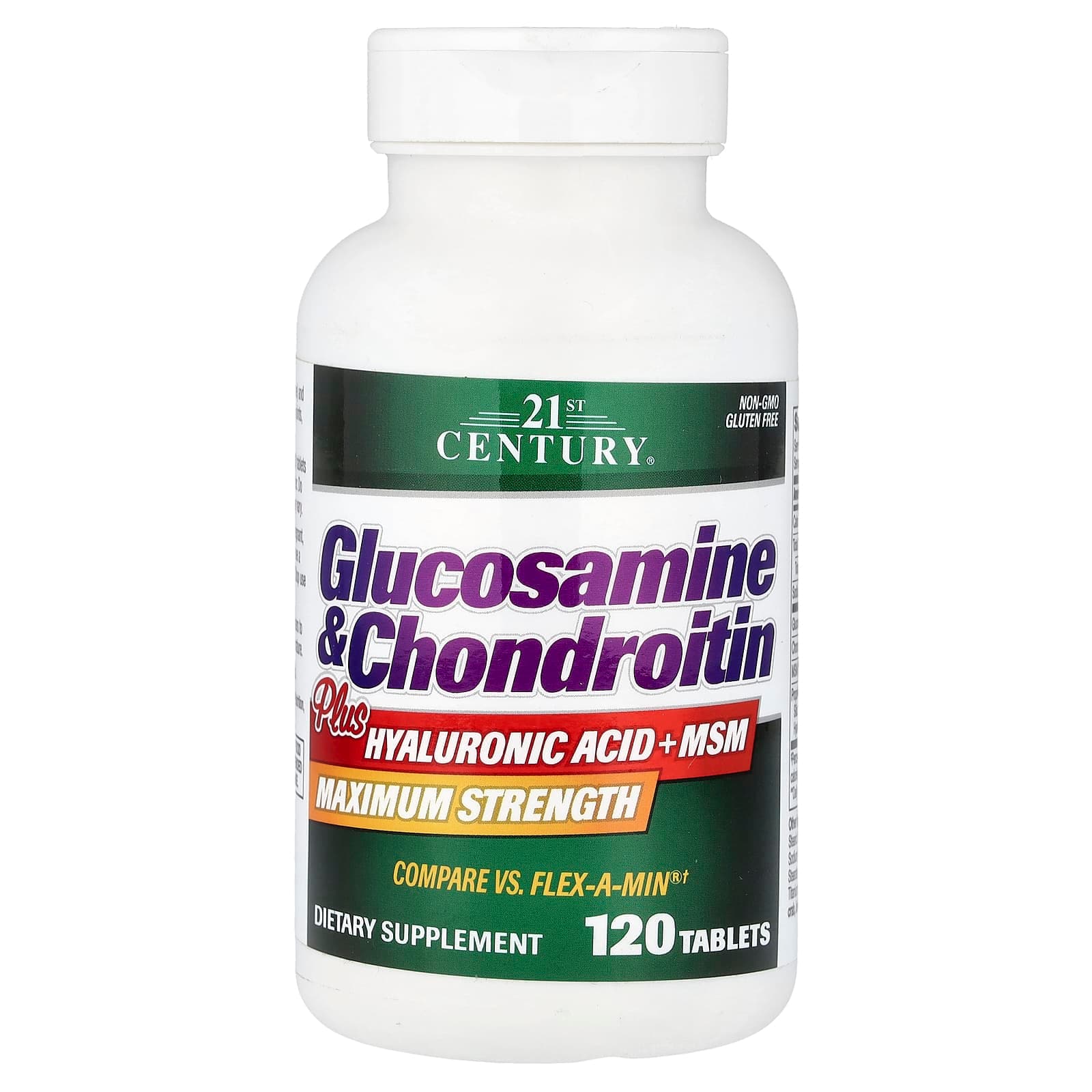 21st Century Glucosamine & Chondroitin Plus Hyaluronic Acid + MSM – 120 comprimés de 21st Century