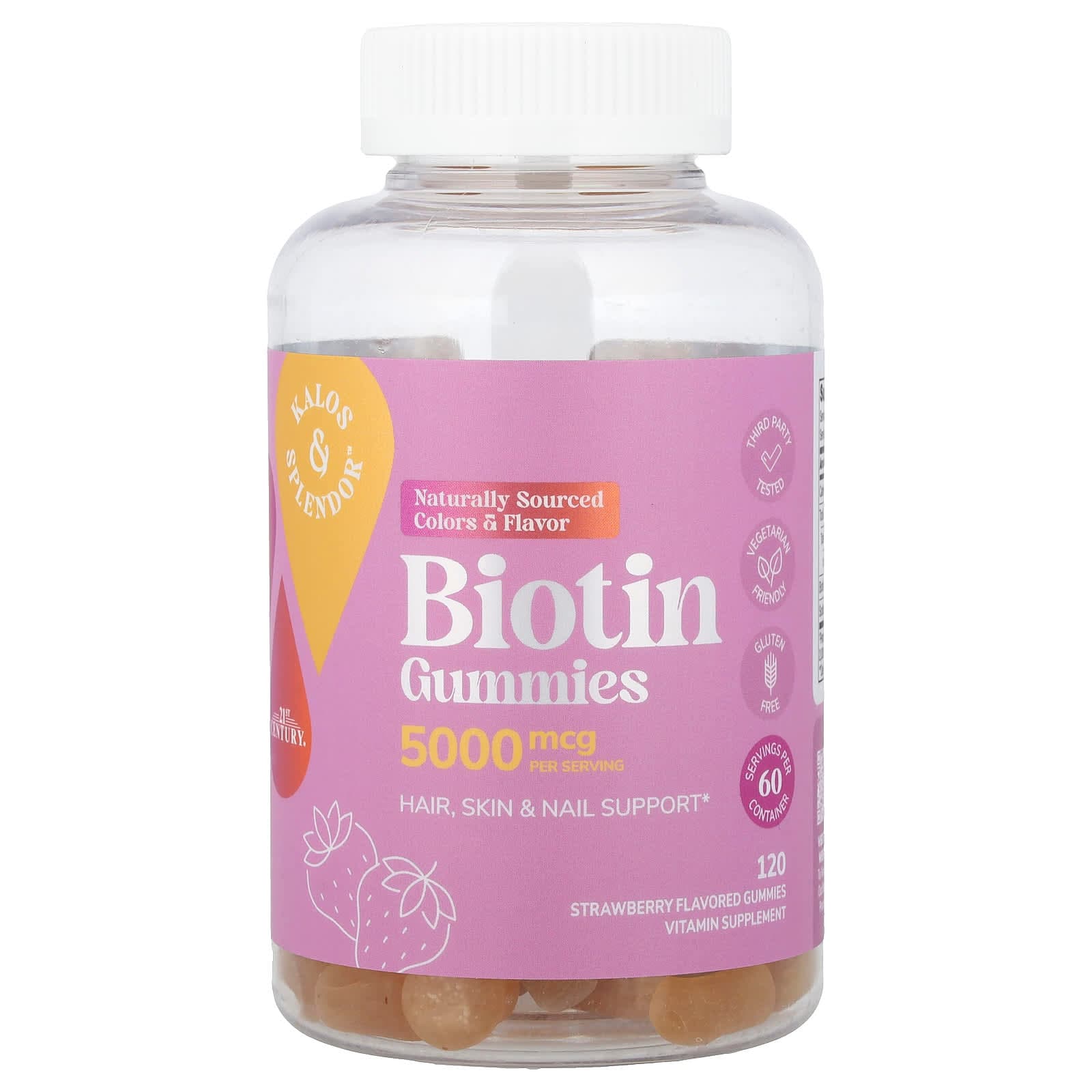 21st Century Biotin Gummies – Strawberry – 120 gommes de 21st Century