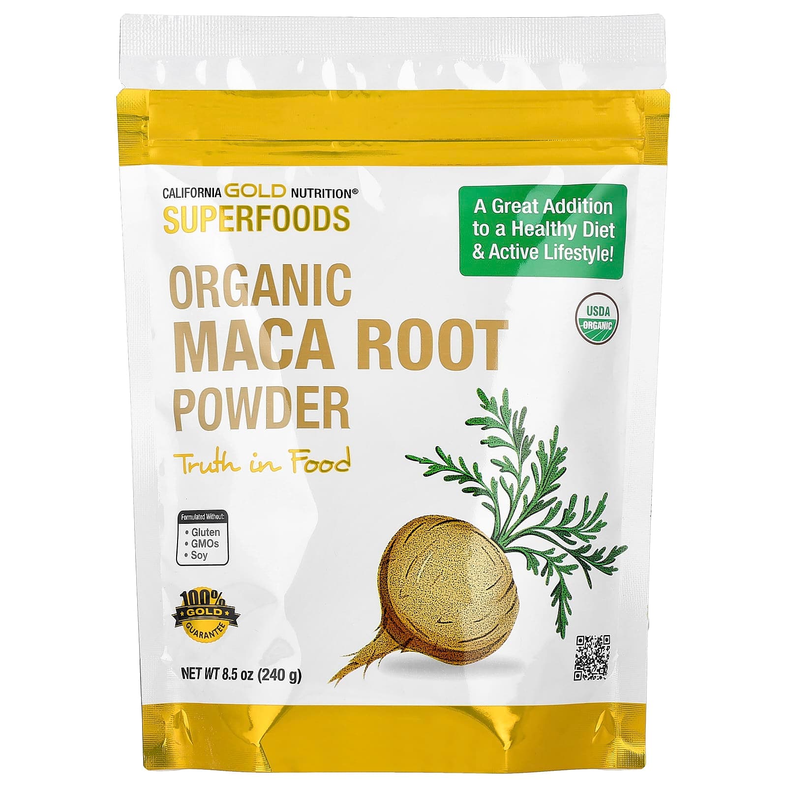 California Gold Nutrition Superfoods, Certified Organic Peruvian Maca Root Powder – 240 g de California Gold Nutrition