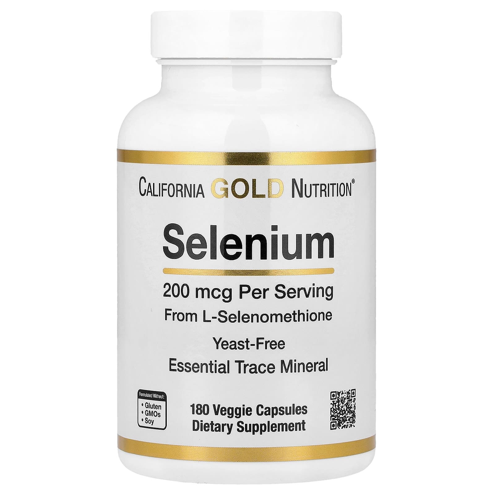 California Gold Nutrition Selenium, Yeast-Free – 180 gélules végétales de California Gold Nutrition