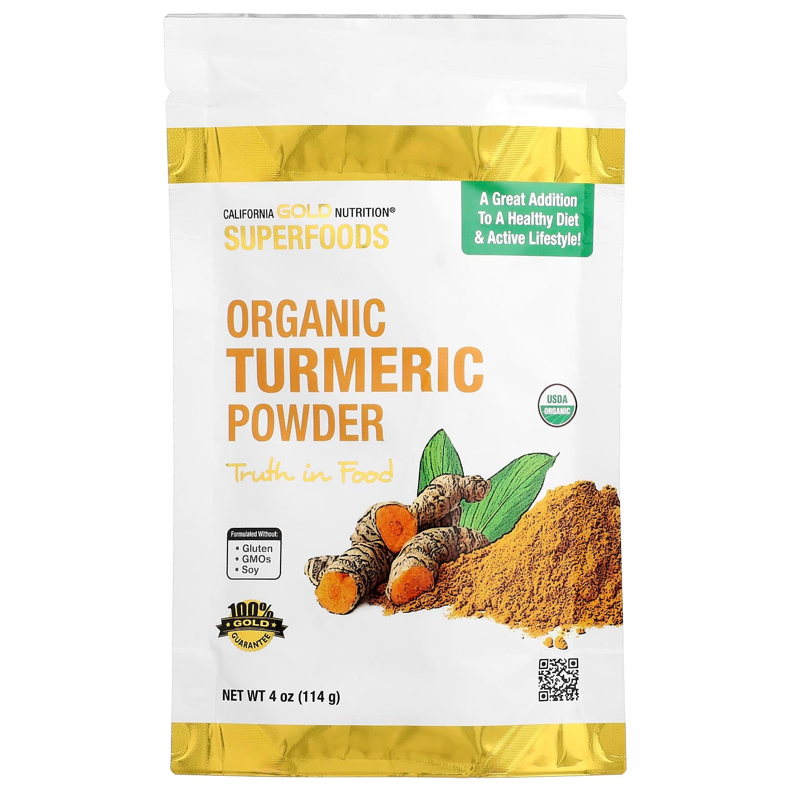 California Gold Nutrition Superfoods, Organic Turmeric Powder – 114 g de California Gold Nutrition