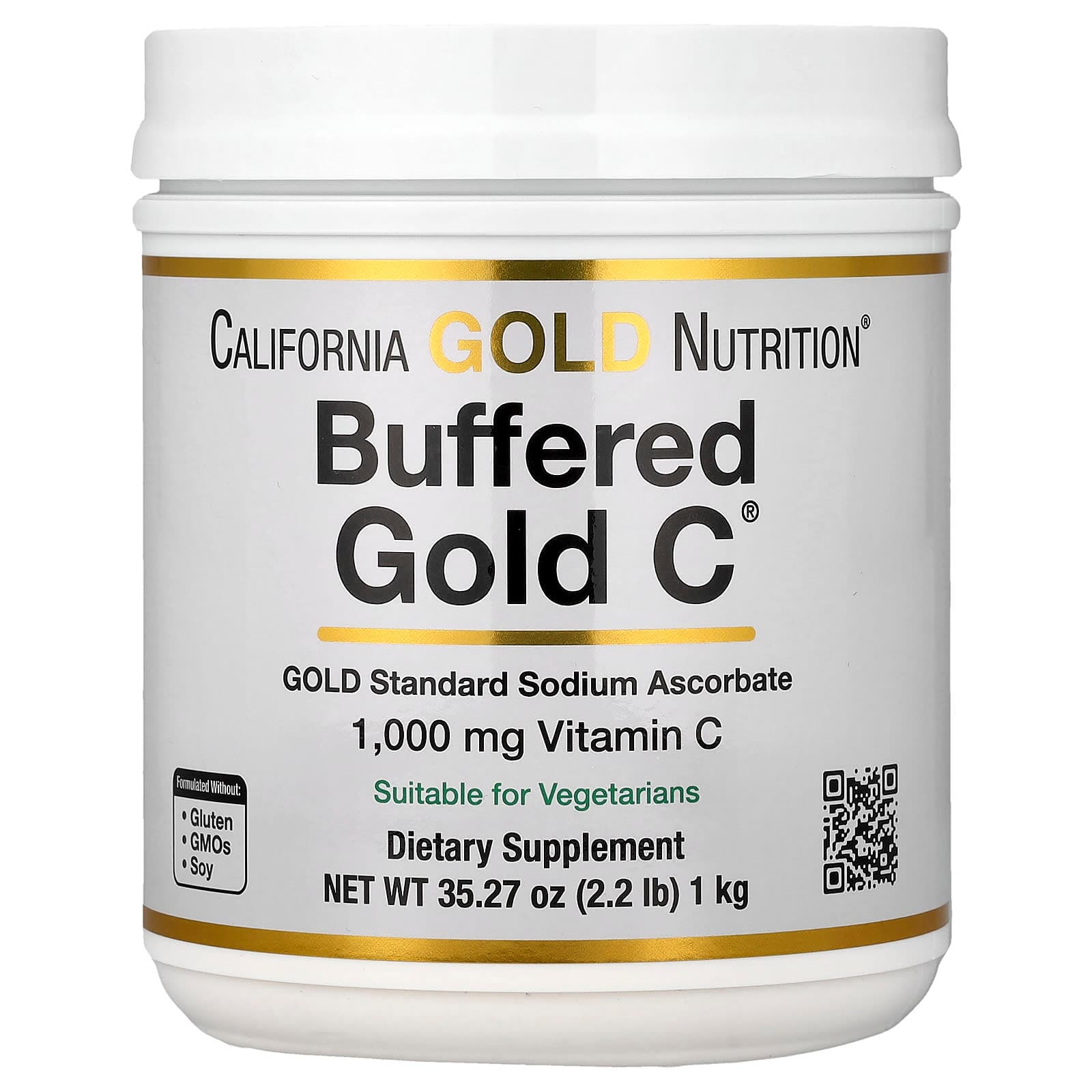California Gold Nutrition Buffered Gold C, Non-Acidic Vitamin C Powder, Sodium Ascorbate – 1 kg de California Gold Nutrition