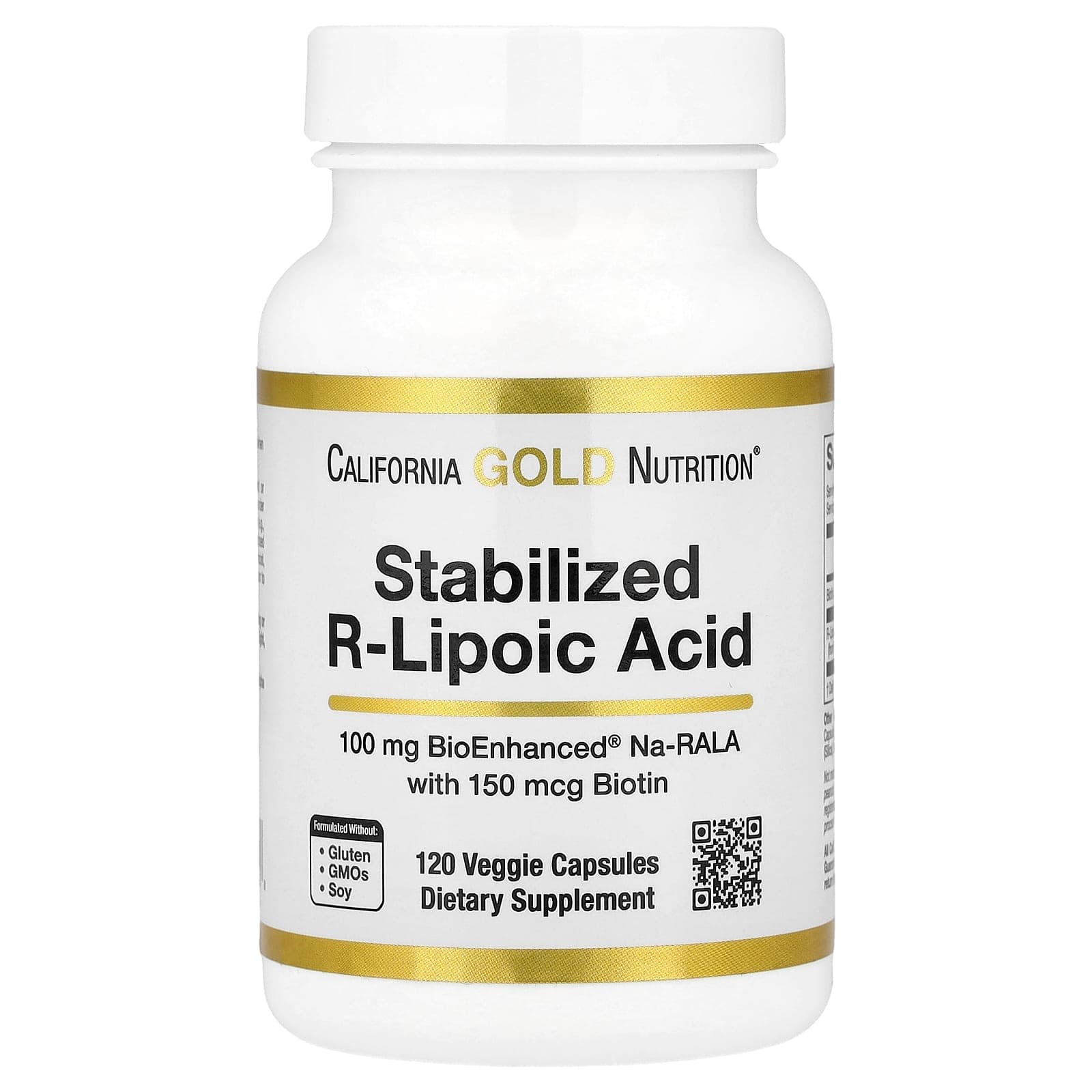 California Gold Nutrition Stabilized R-Lipoic Acid with Bio-Enhanced Na-RALA and Biotin – 120 gélules végétales de California Gold Nutrition