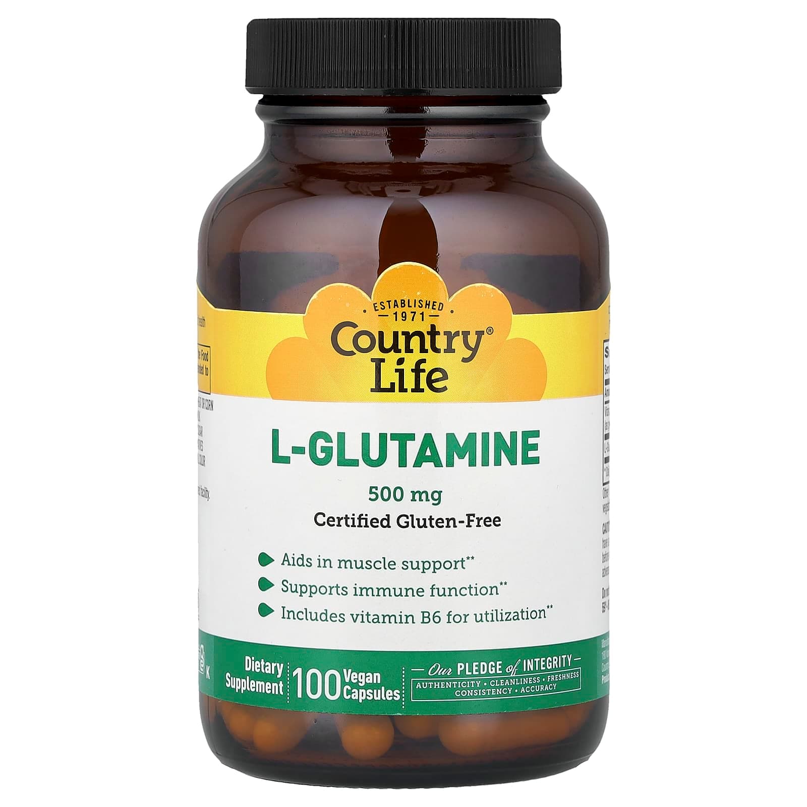 Country Life L-Glutamine – 100 gélules véganes de Country Life