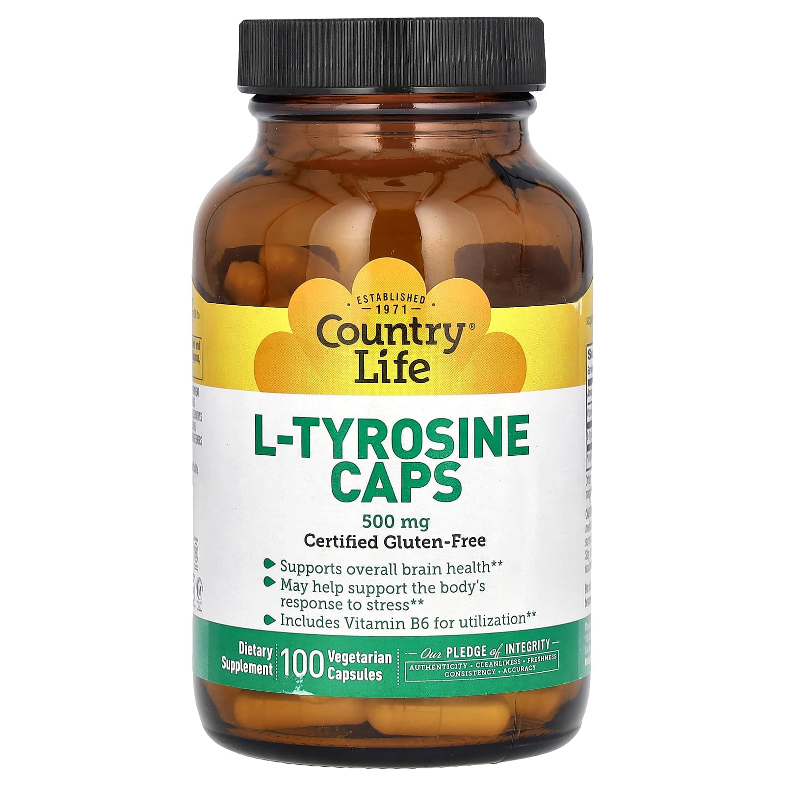 Country Life L-Tyrosine Caps – 100 gélules végétales de Country Life