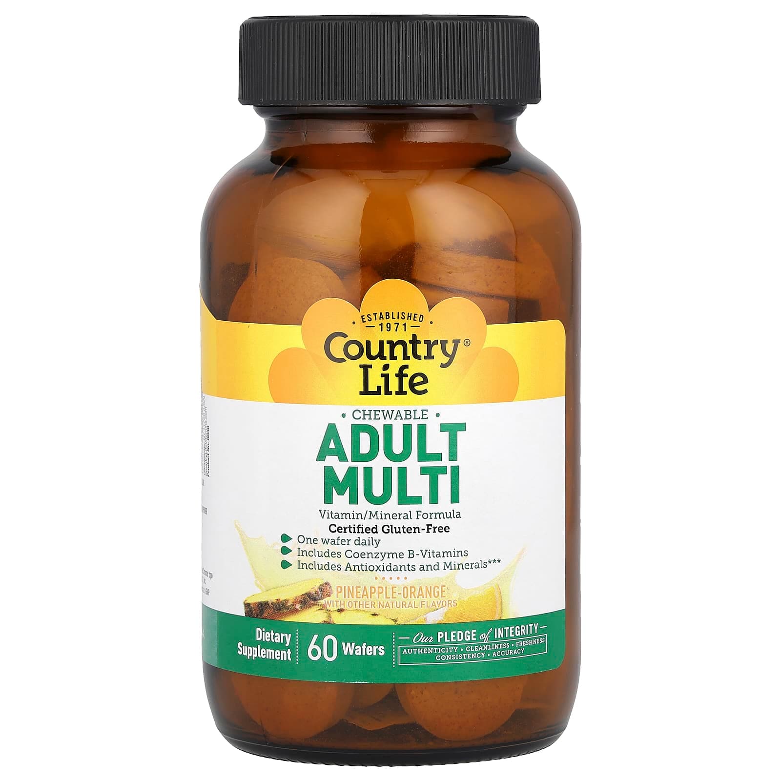 Country Life Chewable Adult Multi, 60 Wafers – Pineapple-Orange de Country Life