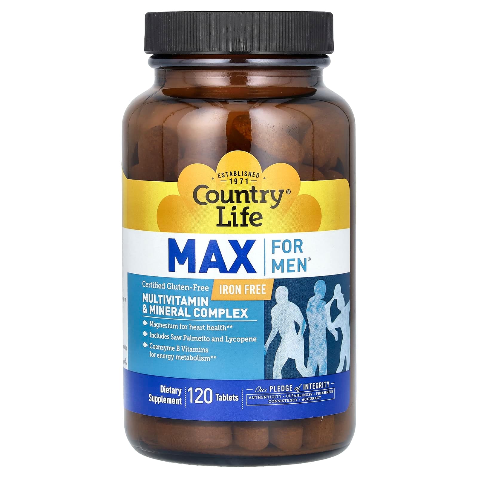 Country Life Max For Men, Multivitamin & Mineral Complex, Iron-Free – 120 comprimés de Country Life