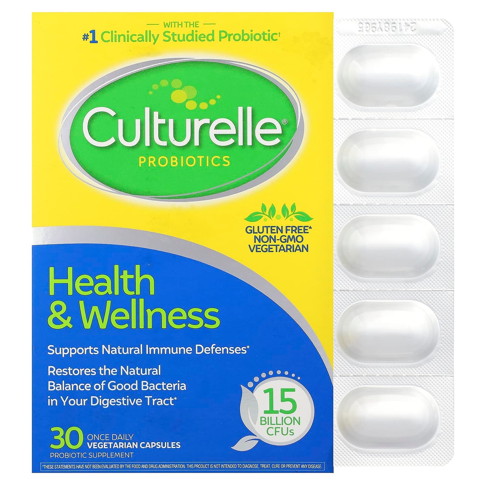 Culturelle Probiotics, Health & Wellness – 30 gélules végétales de Culturelle
