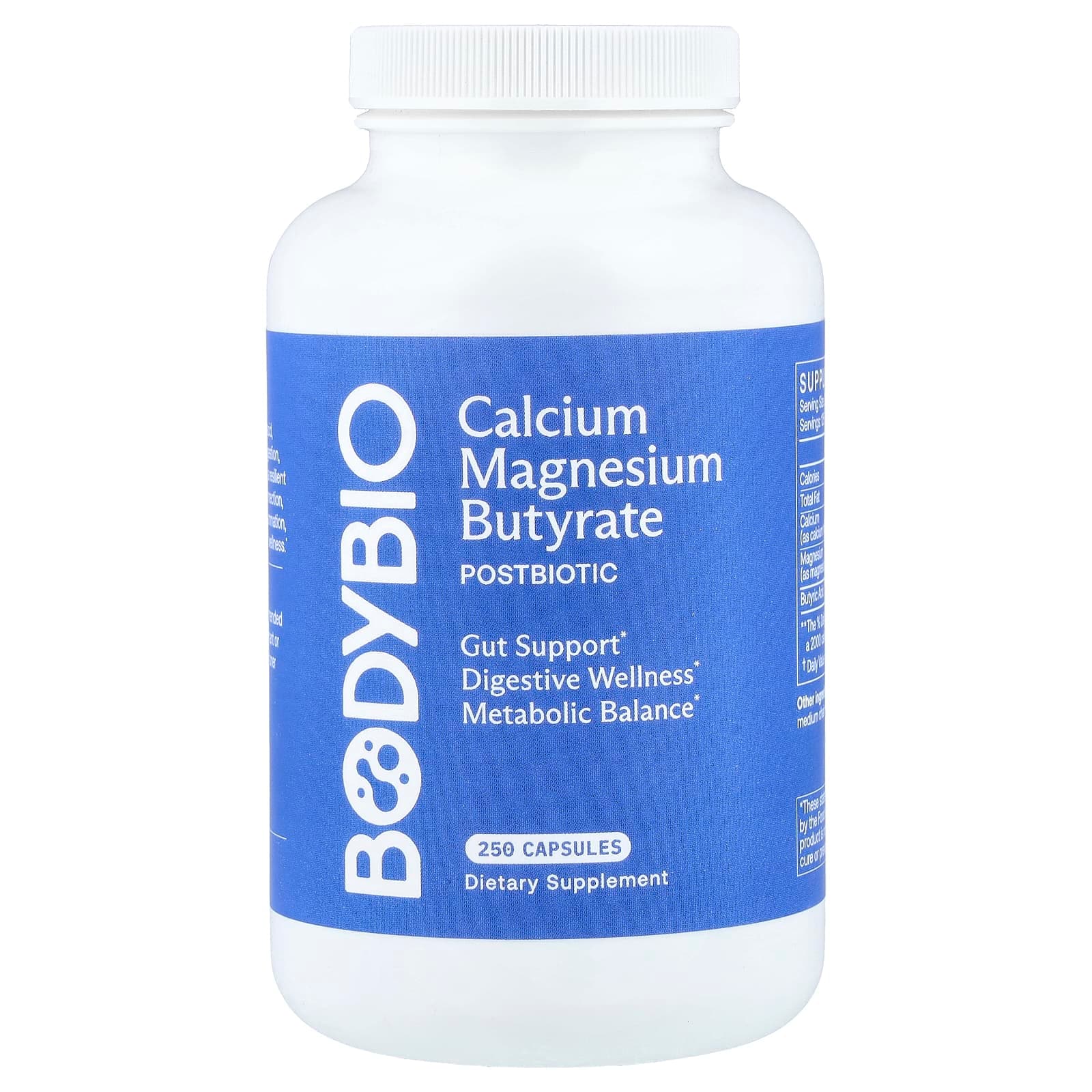 BodyBio Calcium Magnesium Butyrate – 250 gélules de BodyBio