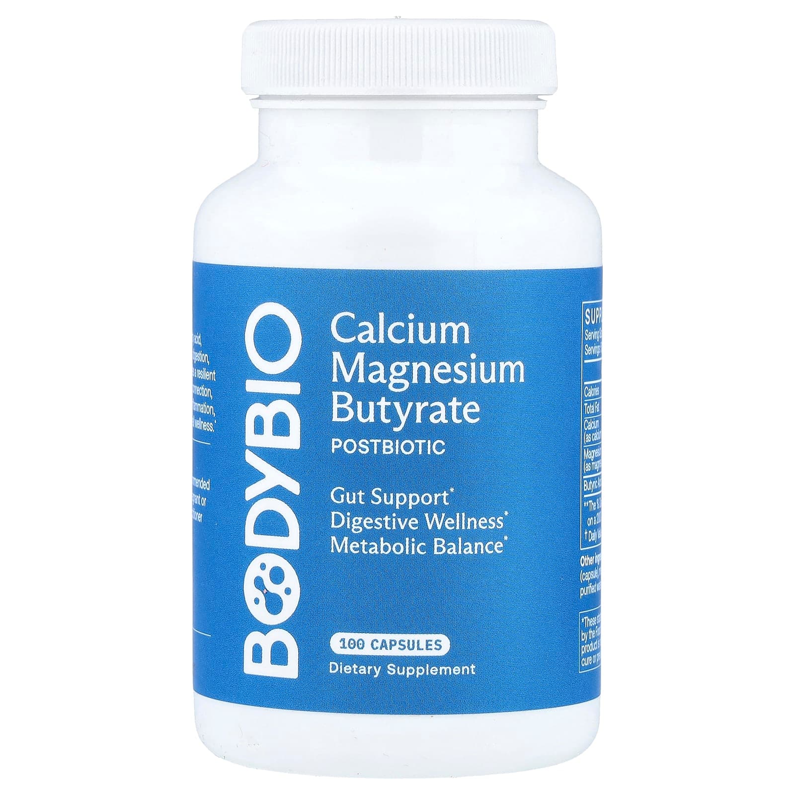 BodyBio Calcium Magnesium Butyrate – 100 gélules de BodyBio