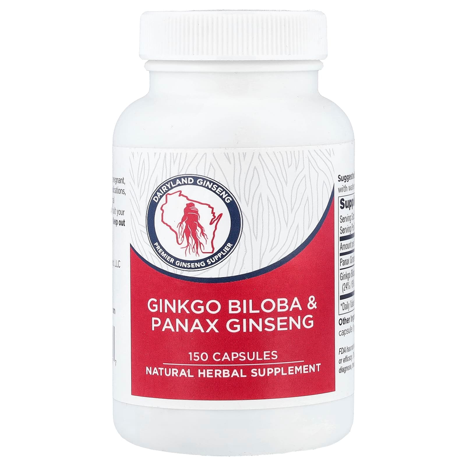 Dairyland Ginseng Ginkgo Biloba & Panax Ginseng – 150 gélules de Dairyland Ginseng
