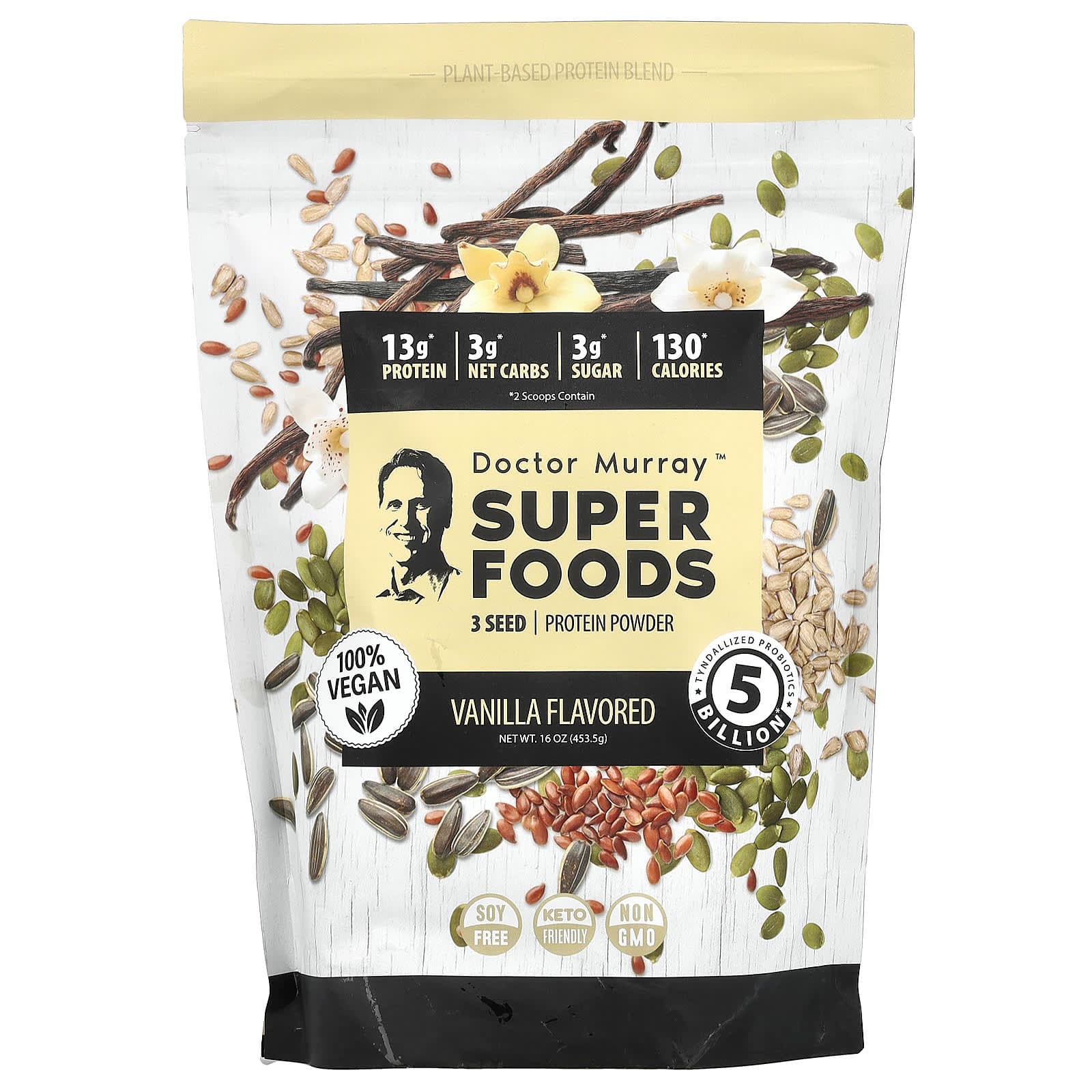 Dr. Murray's Super Foods, Pumpkin + Flax + Sunflower – Vanilla – 453,5 g de Dr. Murray's