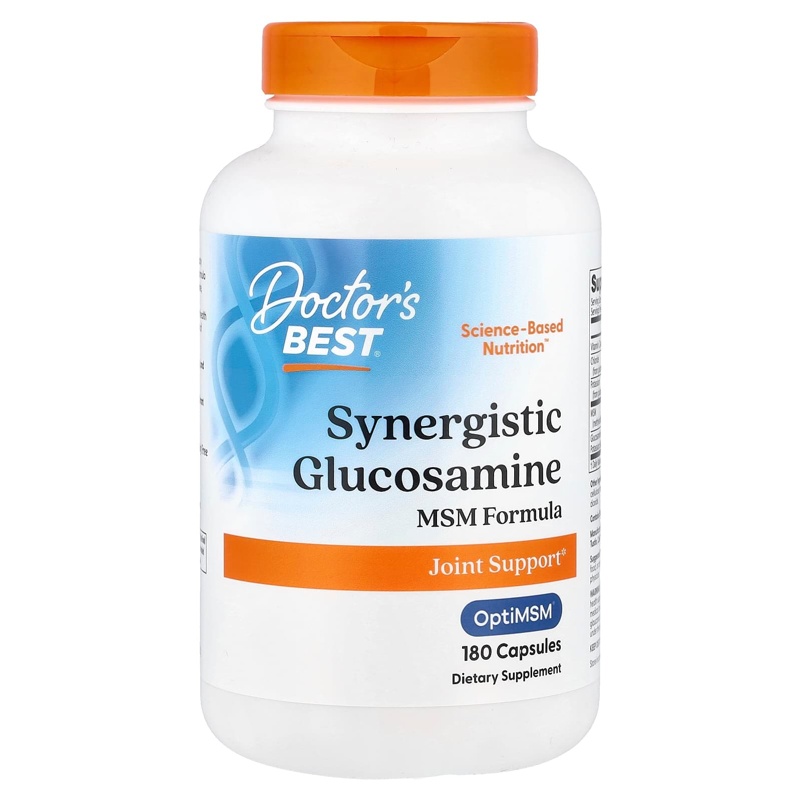 Doctor's Best Synergistic Glucosamine MSM Formula with OptiMSM – 180 gélules de Doctor's Best