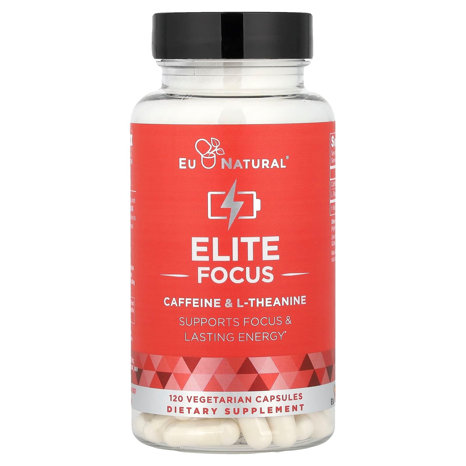Eu Natural Elite Focus, Caffeine & L-Theanine – 120 gélules végétales de Eu Natural