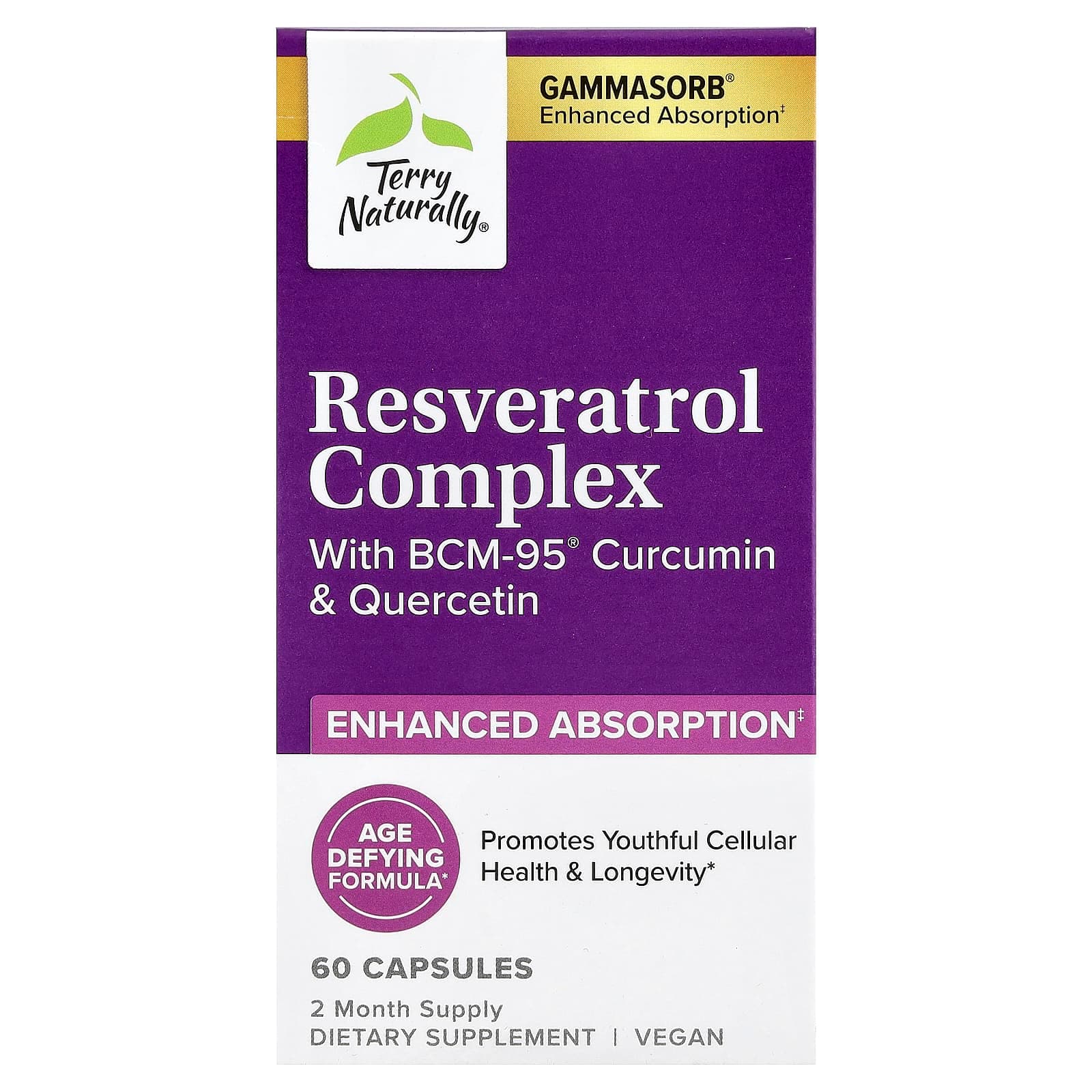 Terry Naturally Resveratrol Complex with BCM-95 Curcumin & Quercetin – 60 gélules de Terry Naturally
