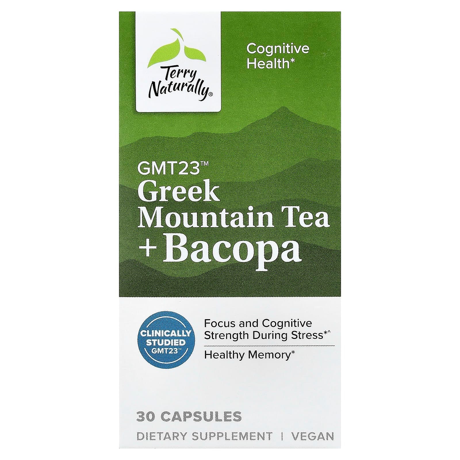 Terry Naturally Greek Mountain Tea + Bacopa – 30 gélules de Terry Naturally