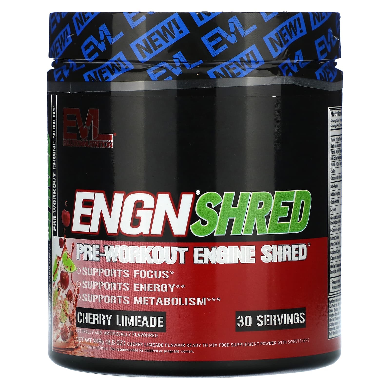 EVLution Nutrition ENGN Shred, Pre-Workout Engine Shred – Cherry Limeade – 249 g de EVLution Nutrition