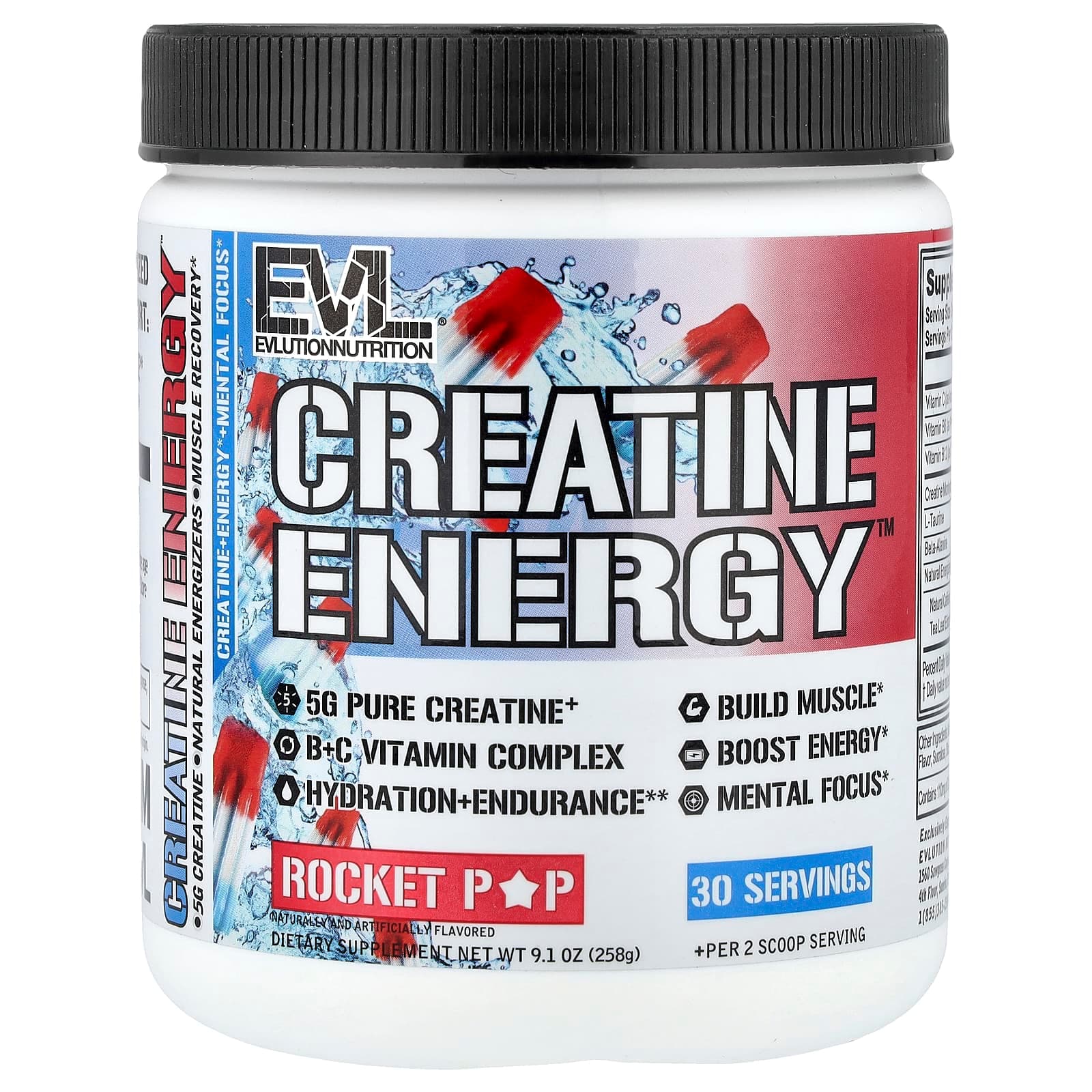 EVLution Nutrition Creatine Energy, Rocket Pop – 258 g de EVLution Nutrition