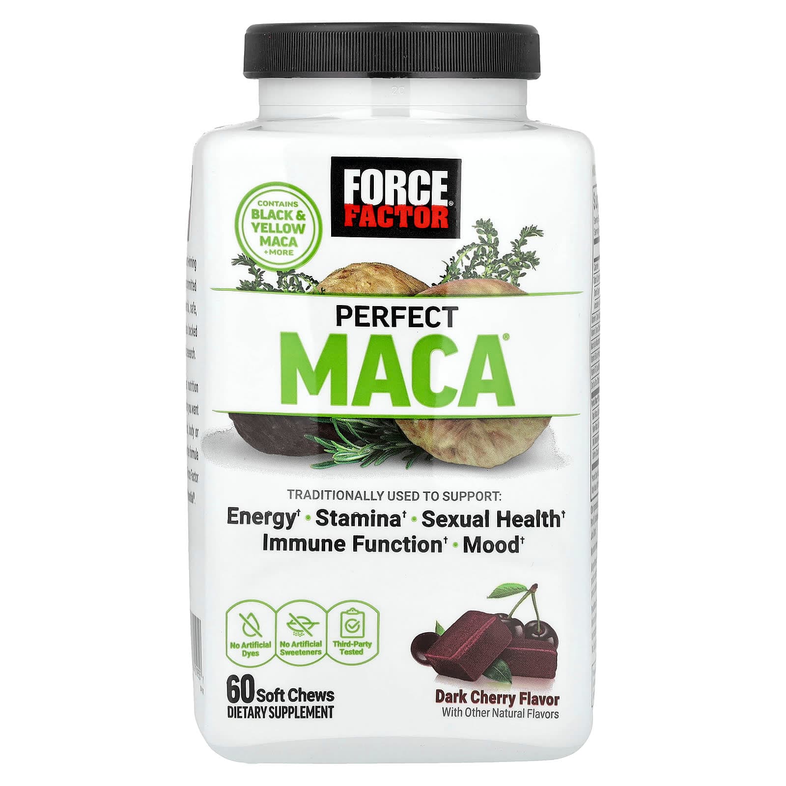 Force Factor Perfect Maca, 60 Soft Chews – Dark Cherry de Force Factor