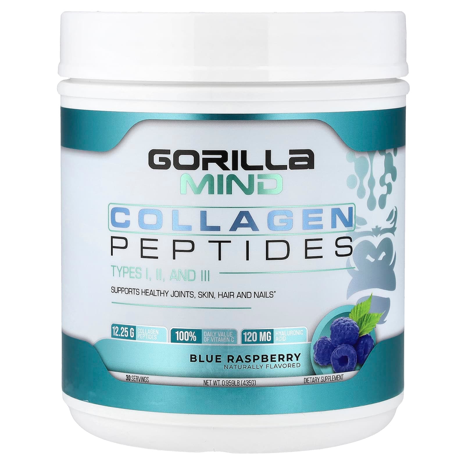 Gorilla Mind Collagen Peptides – Blue Raspberry – 435 g de Gorilla Mind