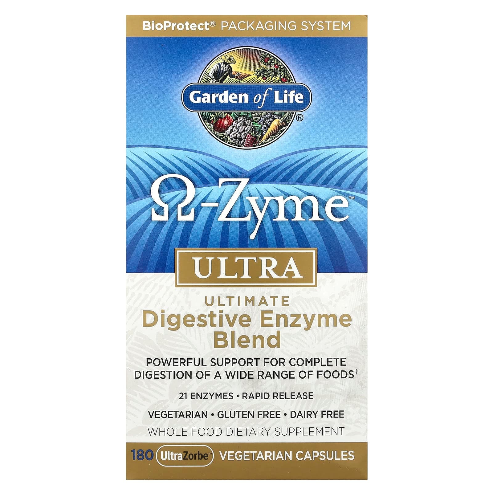 Garden of Life O-Zyme Ultra, Ultimate Digestive Enzyme Blend, 180 UltraZorbe Vegetarian Capsules de Garden of Life