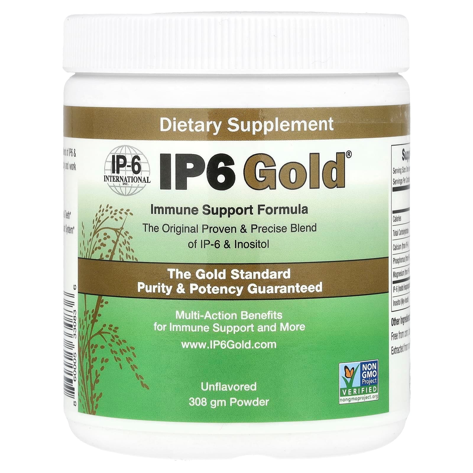 IP-6 International IP6 Gold, Immune Support Formula Powder – Sans arôme – 308 g de IP-6 International
