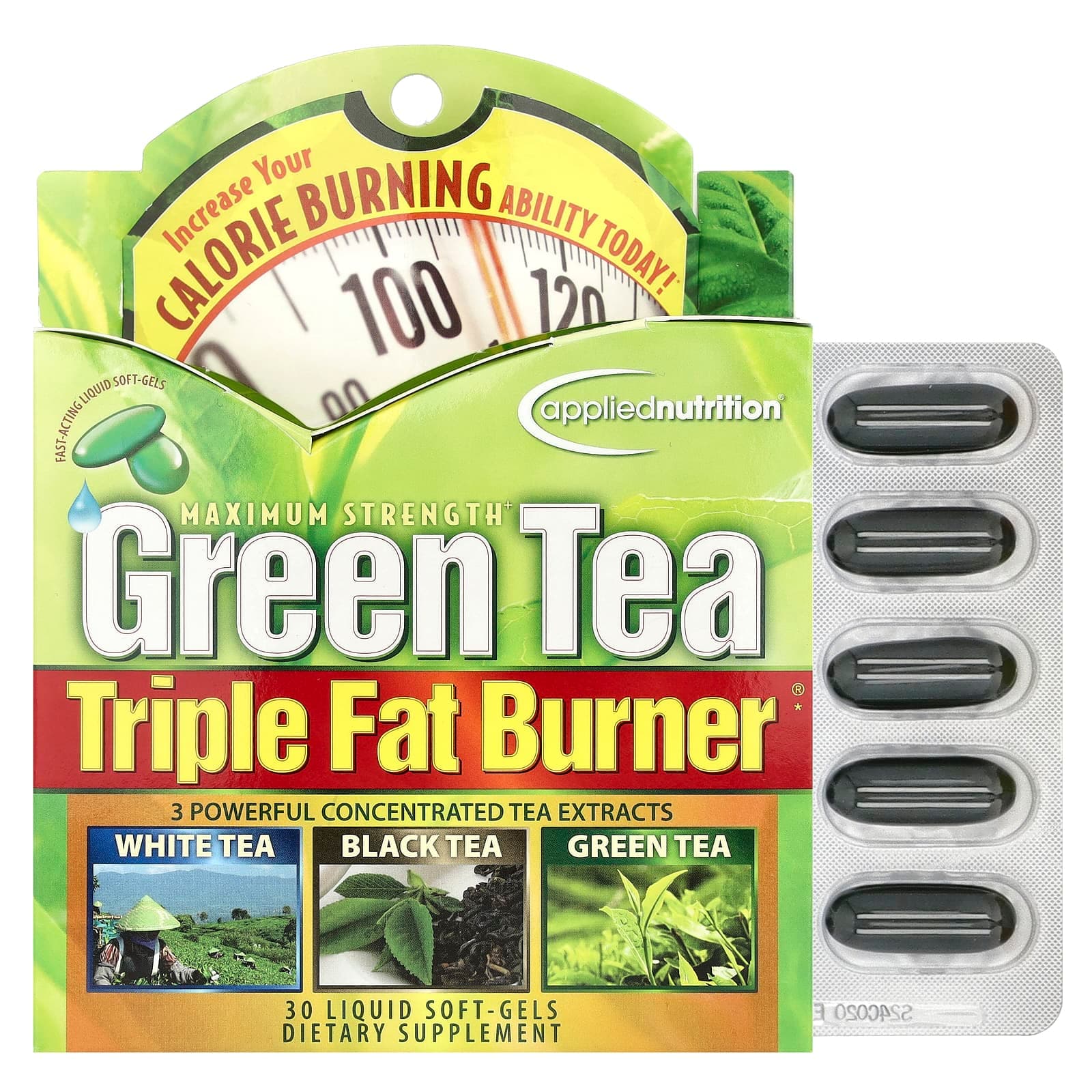Applied Nutrition Maximum Strength, Green Tea Triple Fat Burner, 30 Liquid Soft-Gels de APPLIED NUTRITION