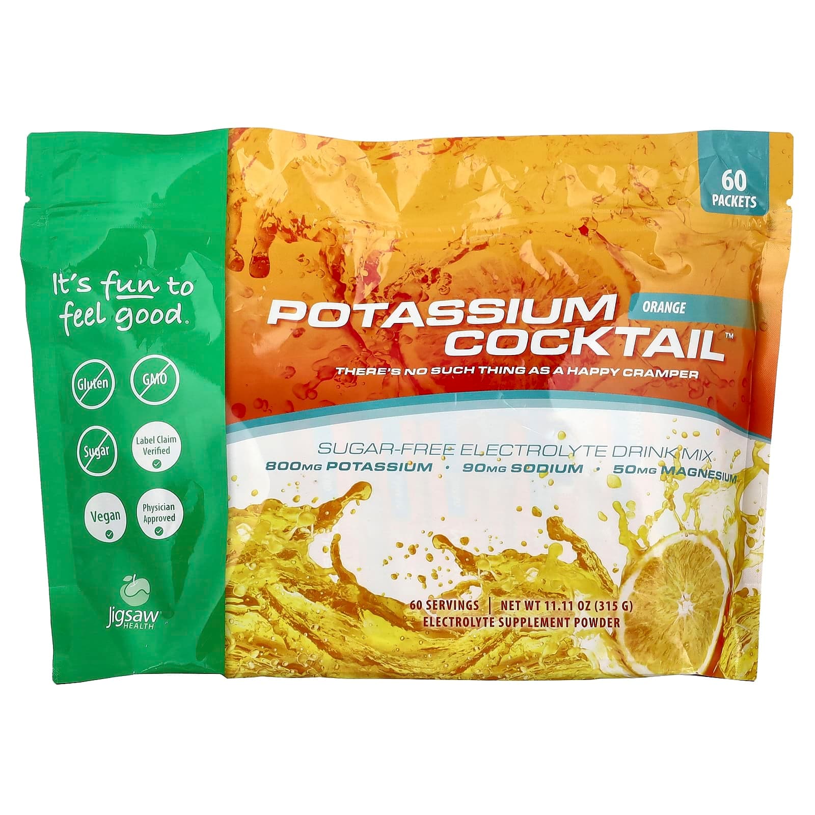 Jigsaw Health Potassium Cocktail, Sugar-Free Electrolyte Drink Mix – Orange – 5,25 g de Jigsaw Health