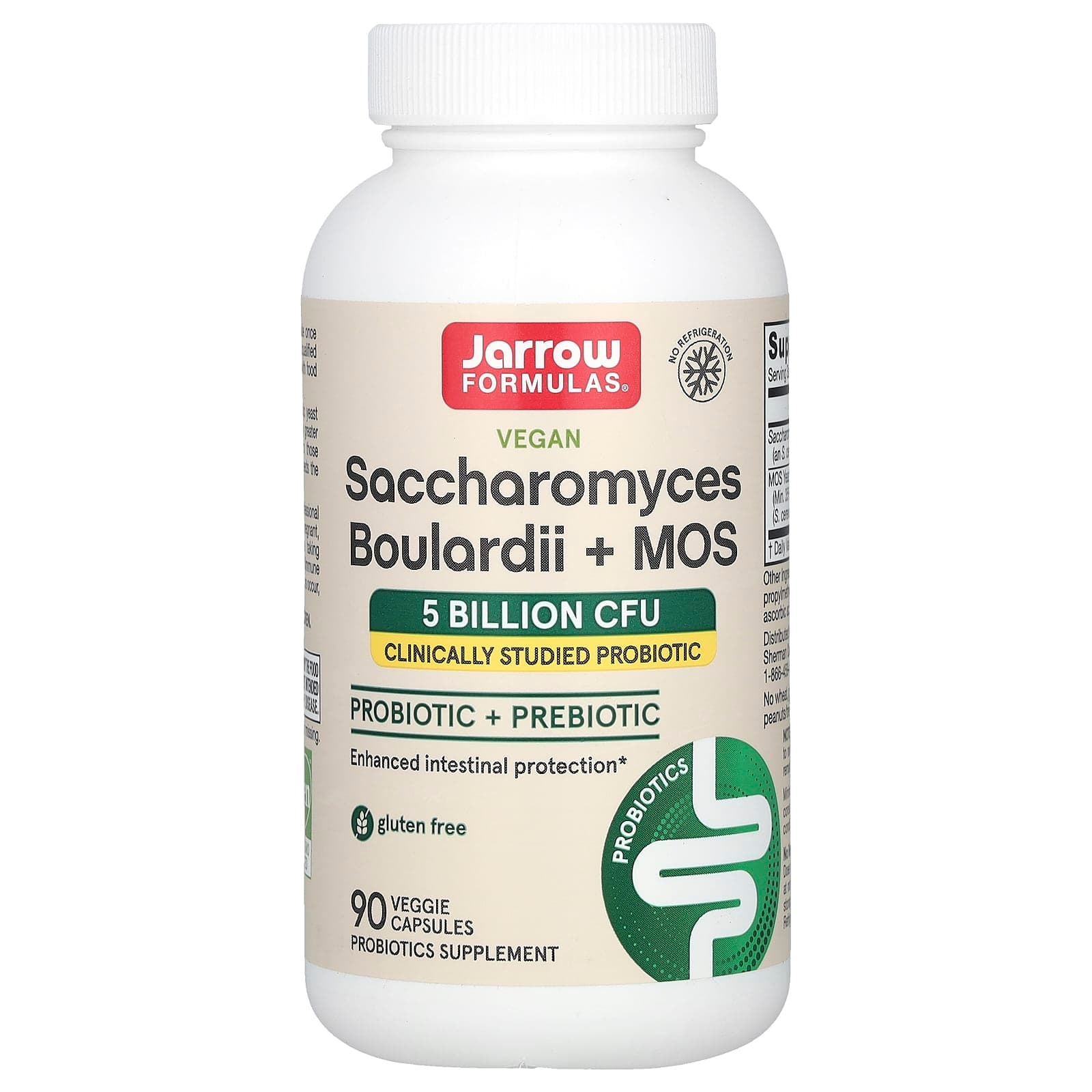 Jarrow Formulas Vegan Saccharomyces Boulardii + MOS – 90 gélules végétales de Jarrow Formulas