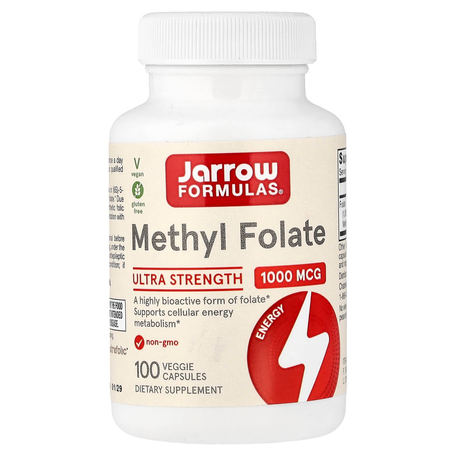 Jarrow Formulas Methyl Folate – 100 gélules végétales de Jarrow Formulas