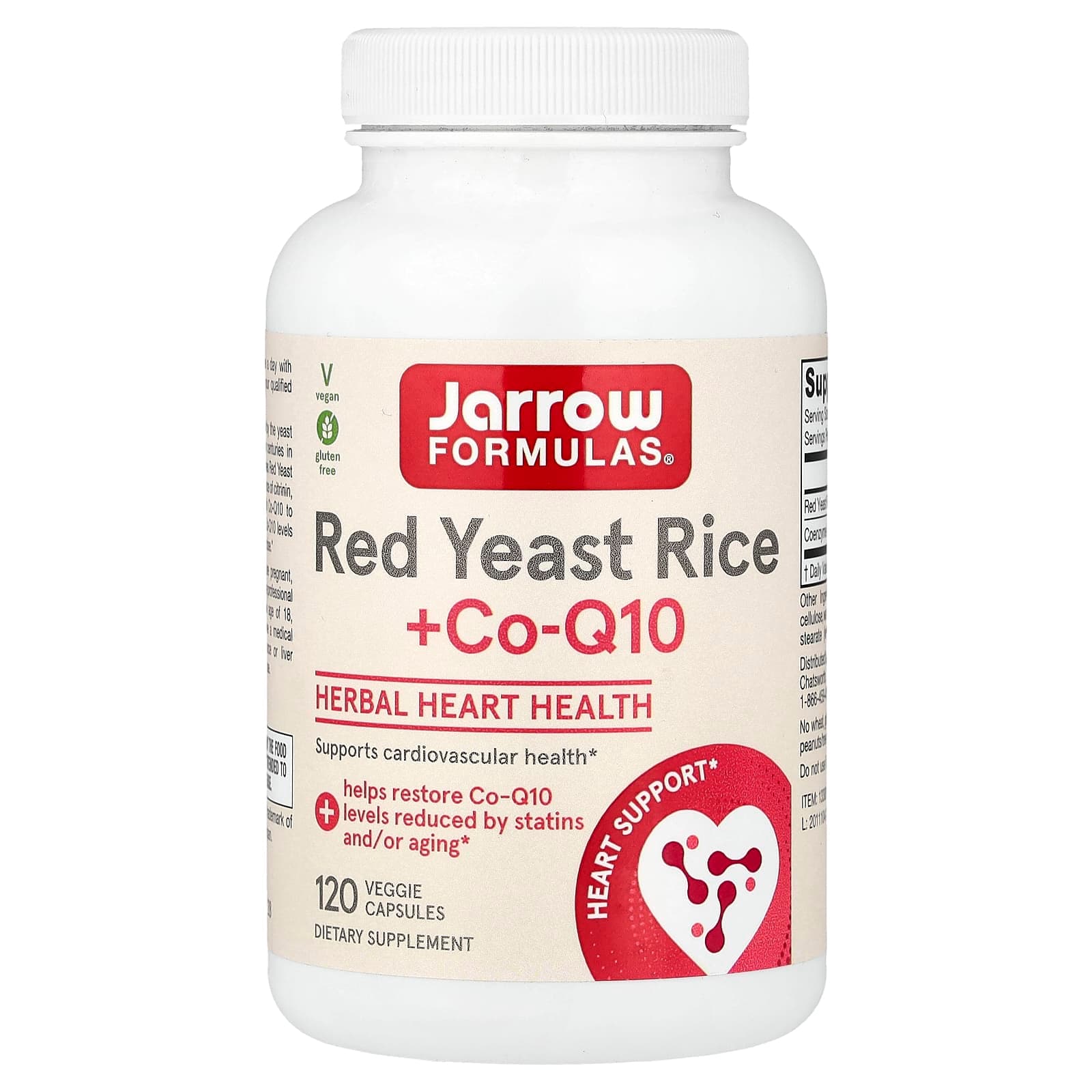Jarrow Formulas Red Yeast Rice + Co-Q10 – 120 gélules végétales de Jarrow Formulas