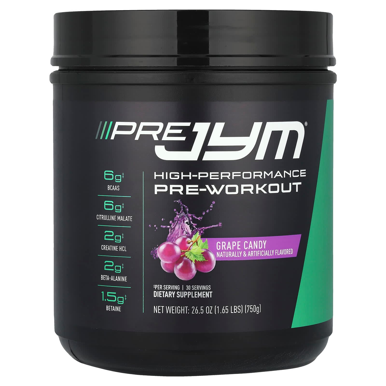 JYM Supplement Science Pre JYM, High Performance Pre-Workout – Grape Candy – 750 g de JYM Supplement Science