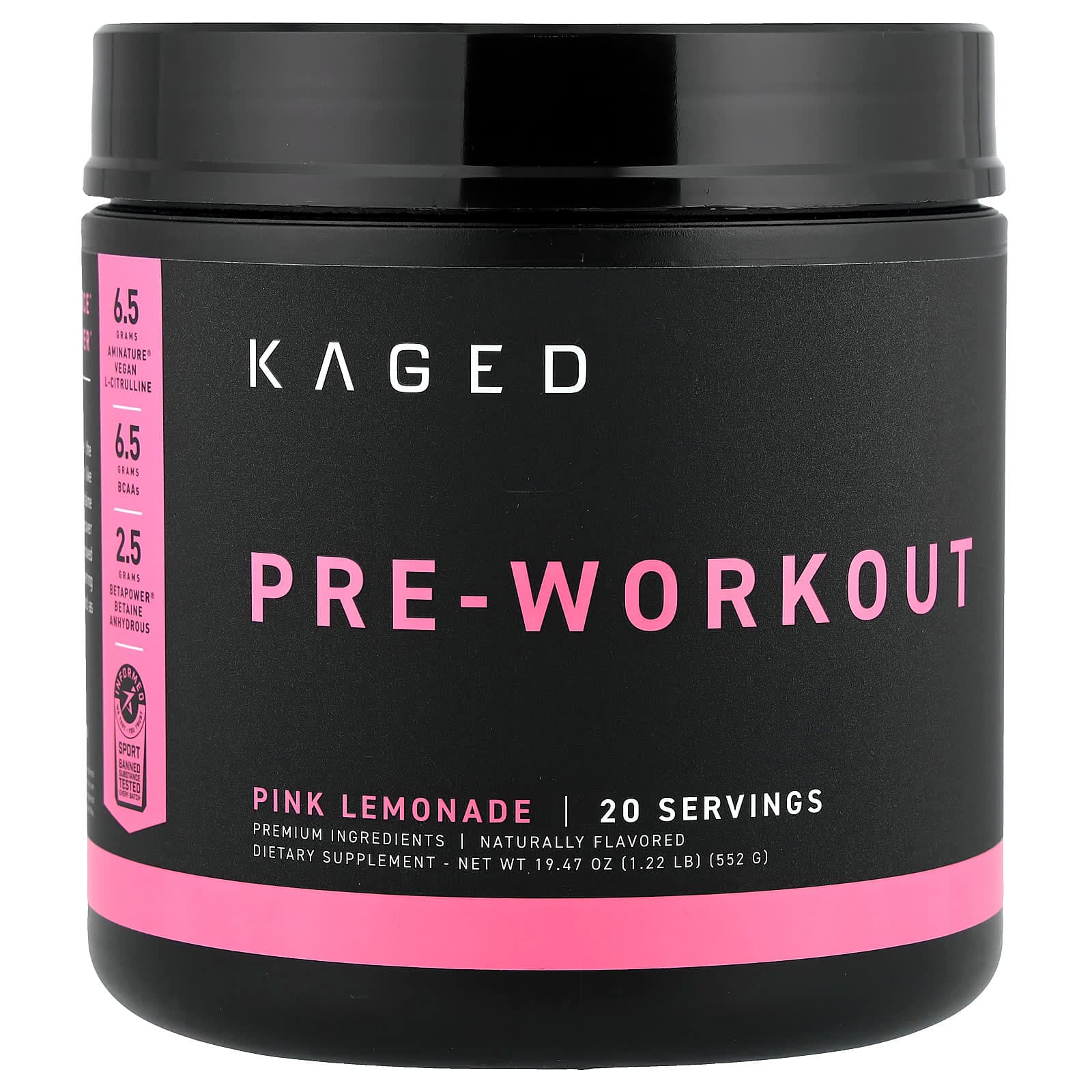 Kaged Pre-Workout – Pink Lemonade – 552 g de Kaged