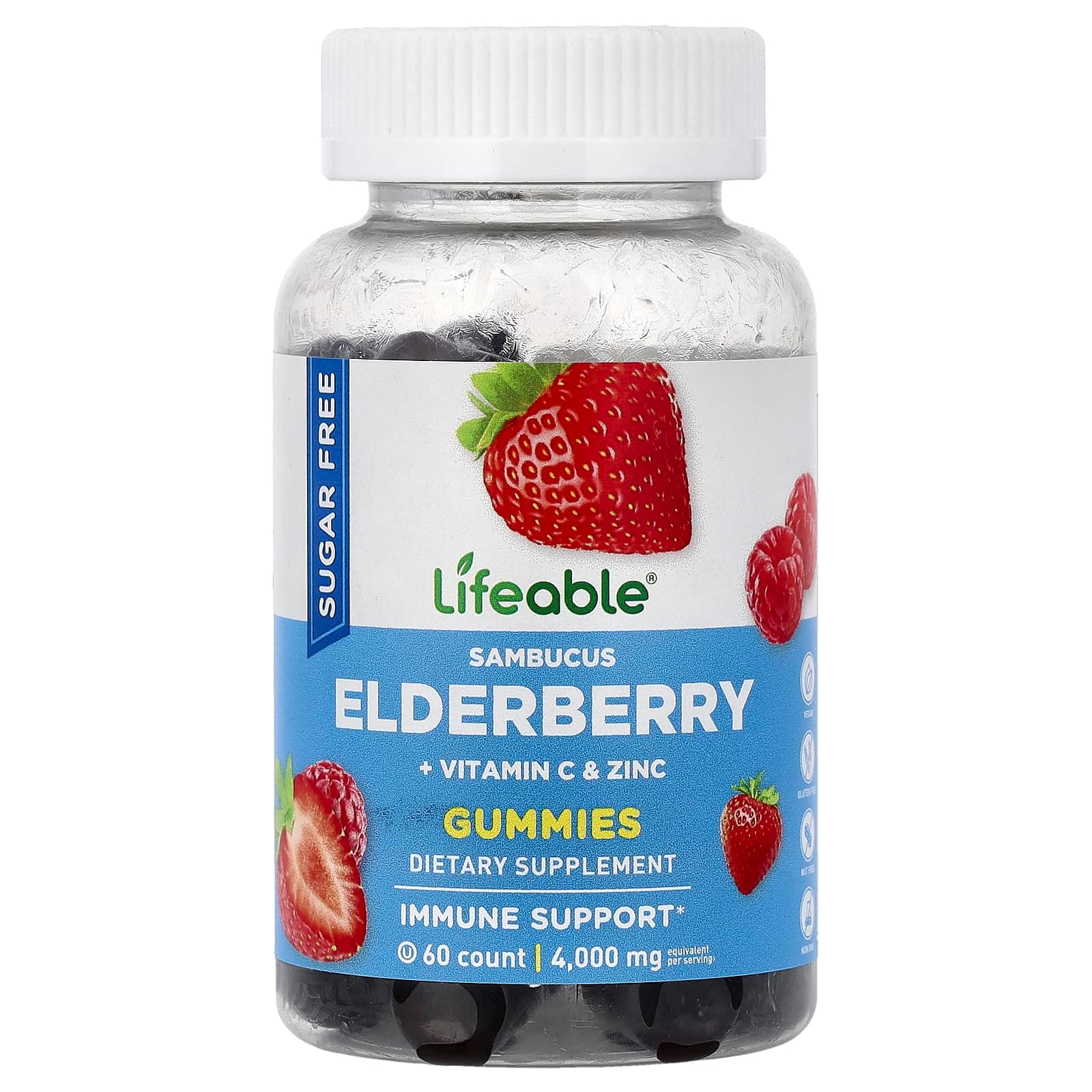 Lifeable Sambucus Elderberry Gummies, Berry – Sambucus Elderberry Gummies – 60 gommes de Lifeable